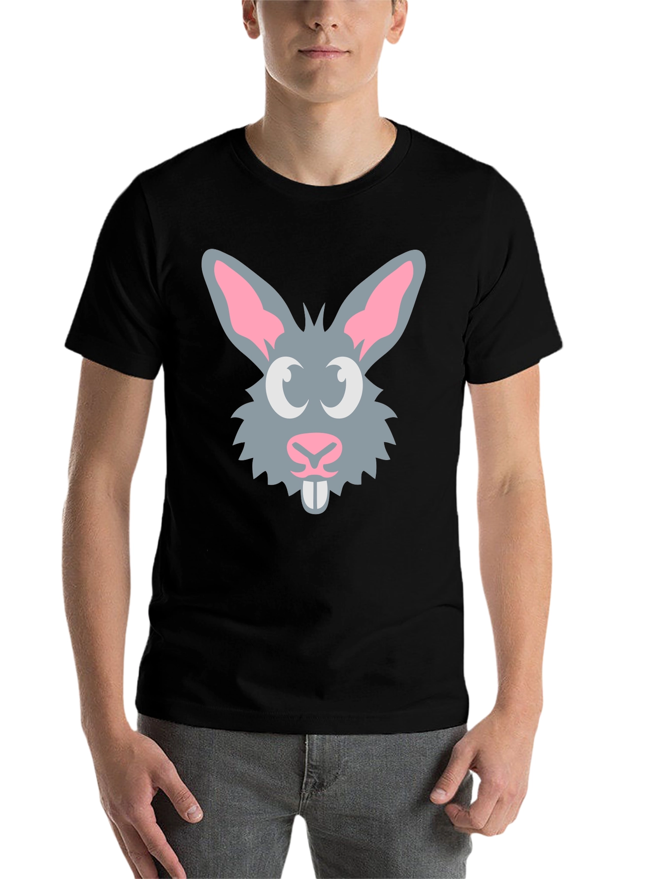 Black Bunny Graphic Tee - Fun Rabbit Design T-Shirt view 7