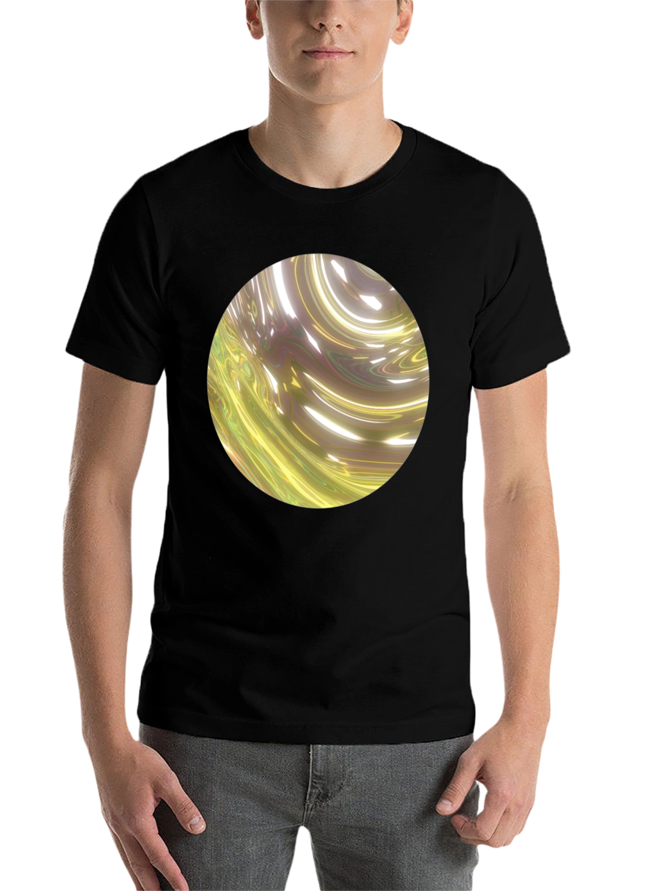Black Abstract Swirl Graphic Black T-Shirt view 7