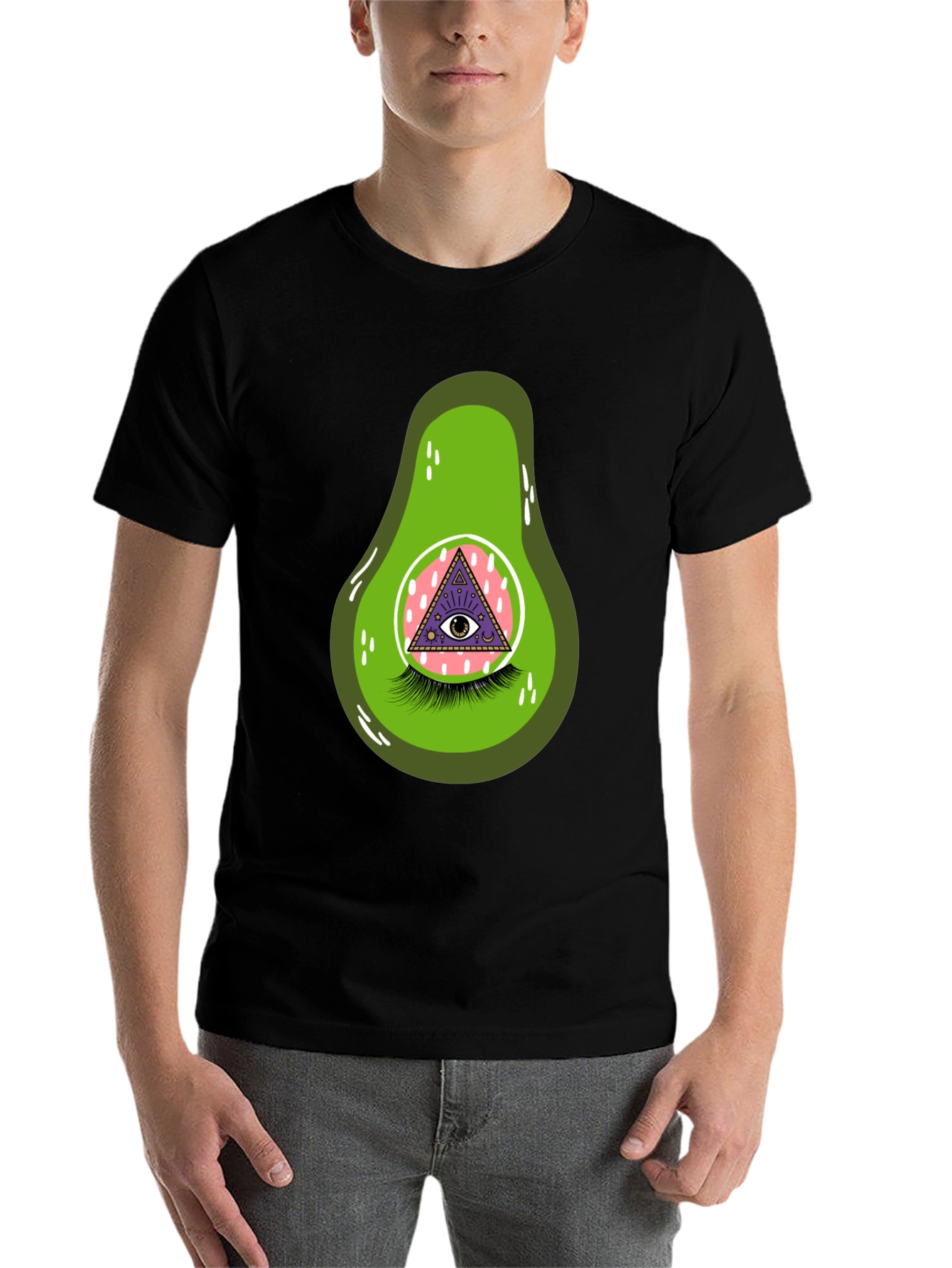 Black Avocado Eye Graphic T-Shirt - Unique & Fun view 7