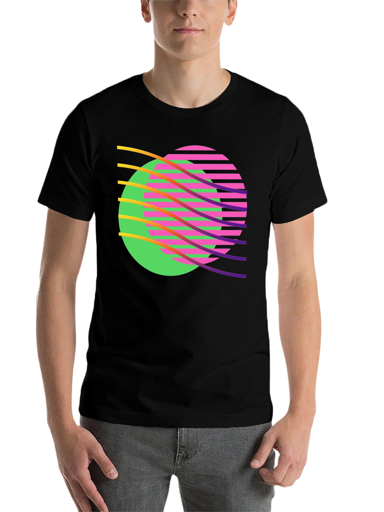 Black Retro Wave Graphic T-Shirt - Black view 7