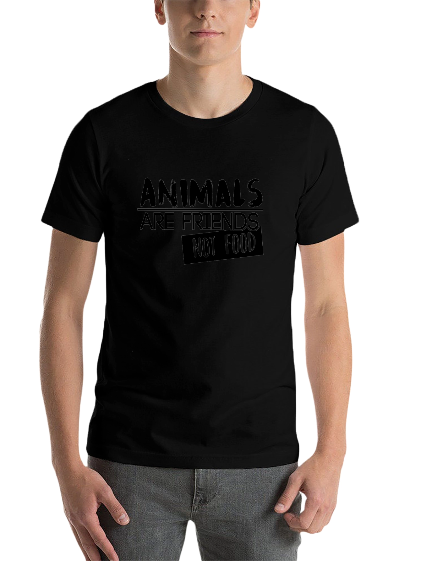 Black Animals Are Friends Not Food Tee view 7