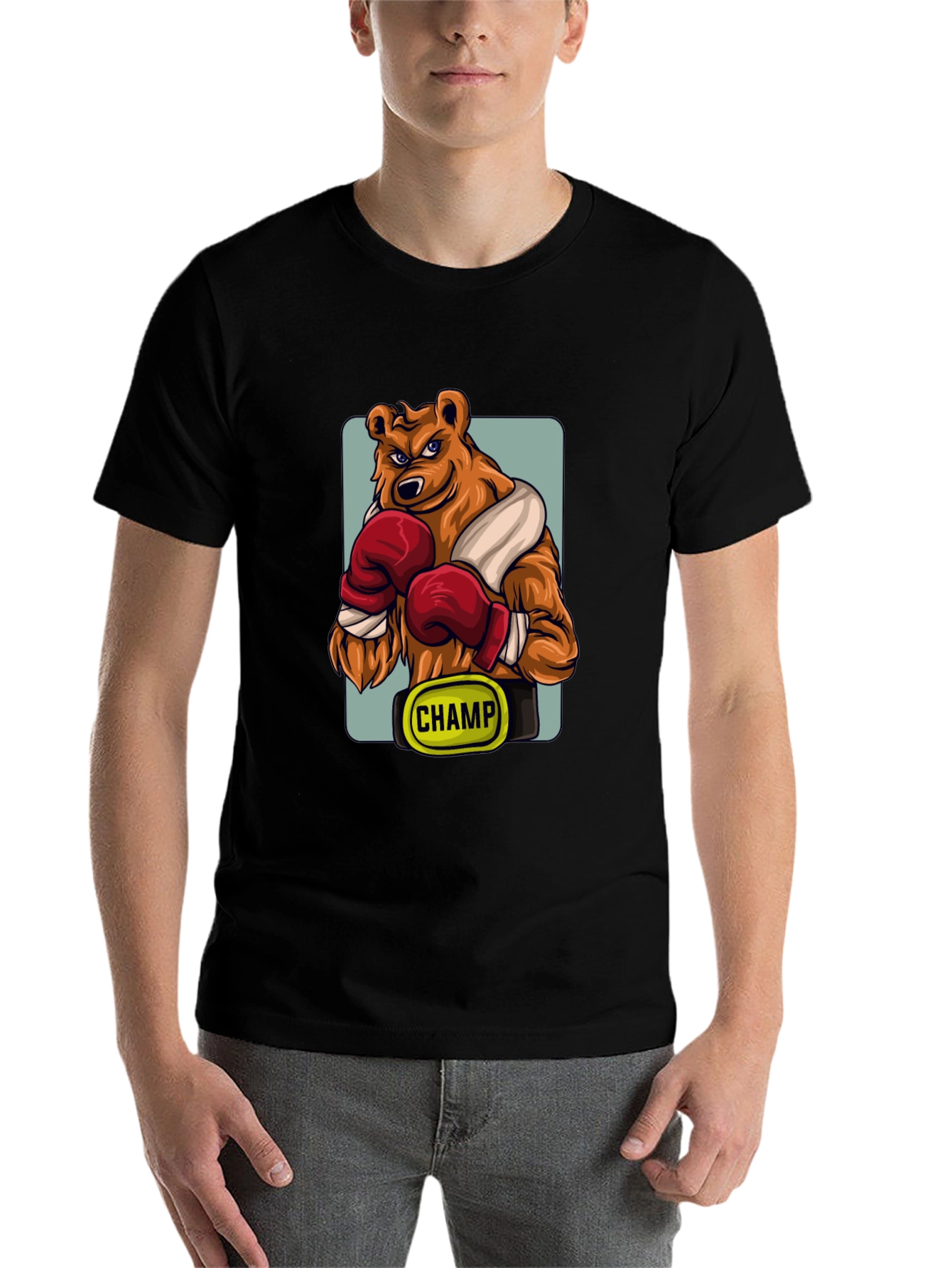 Black Boxing Bear Champ Graphic T-Shirt view 7