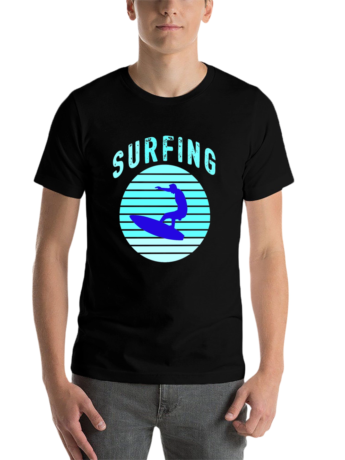 Black Surfing T-Shirt - Black Surf Graphic Tee view 7