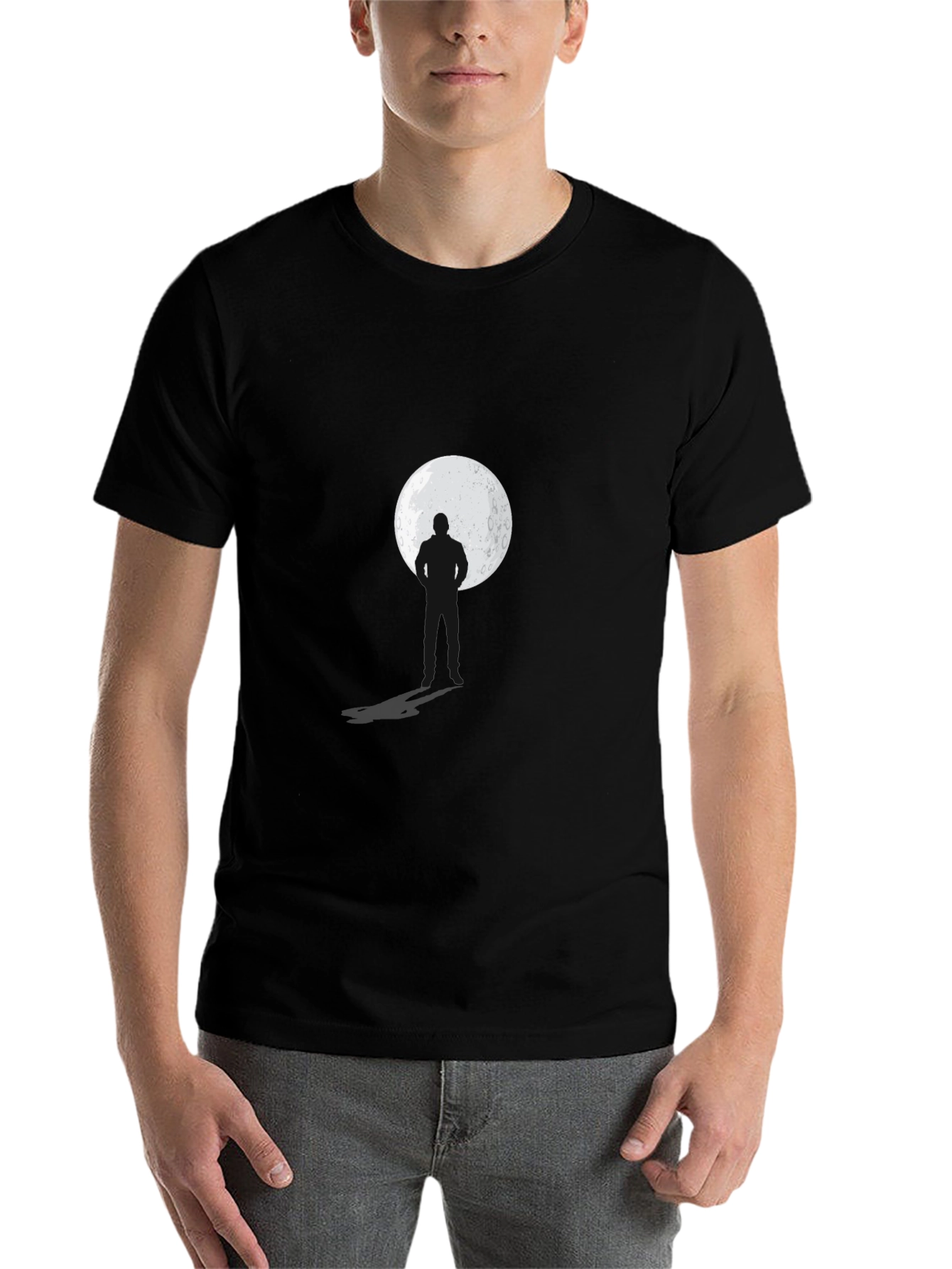 Black Silhouette Moon Graphic Black T-Shirt view 7