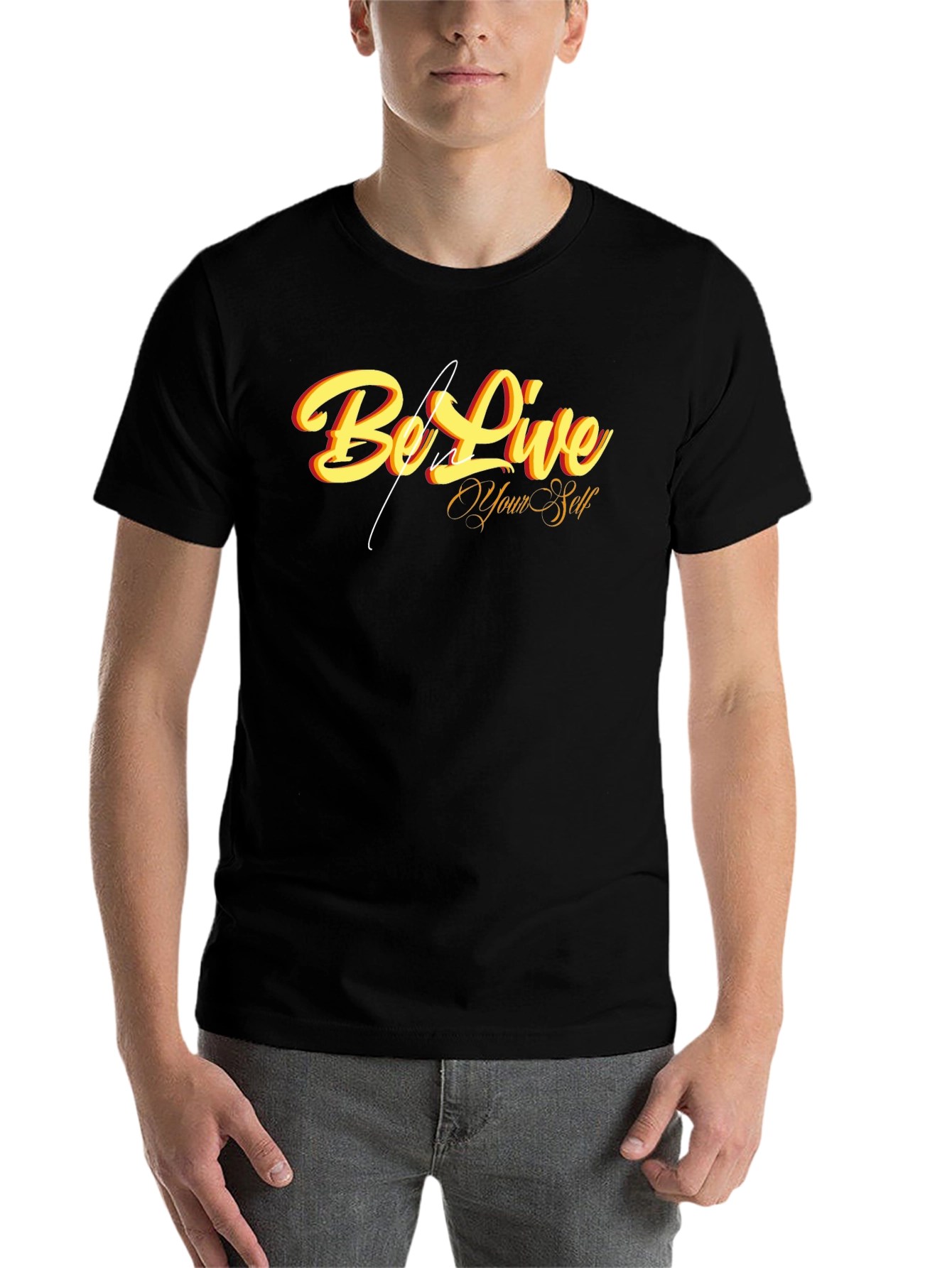 Black Be Live Your Self Graphic T-Shirt - Black view 7