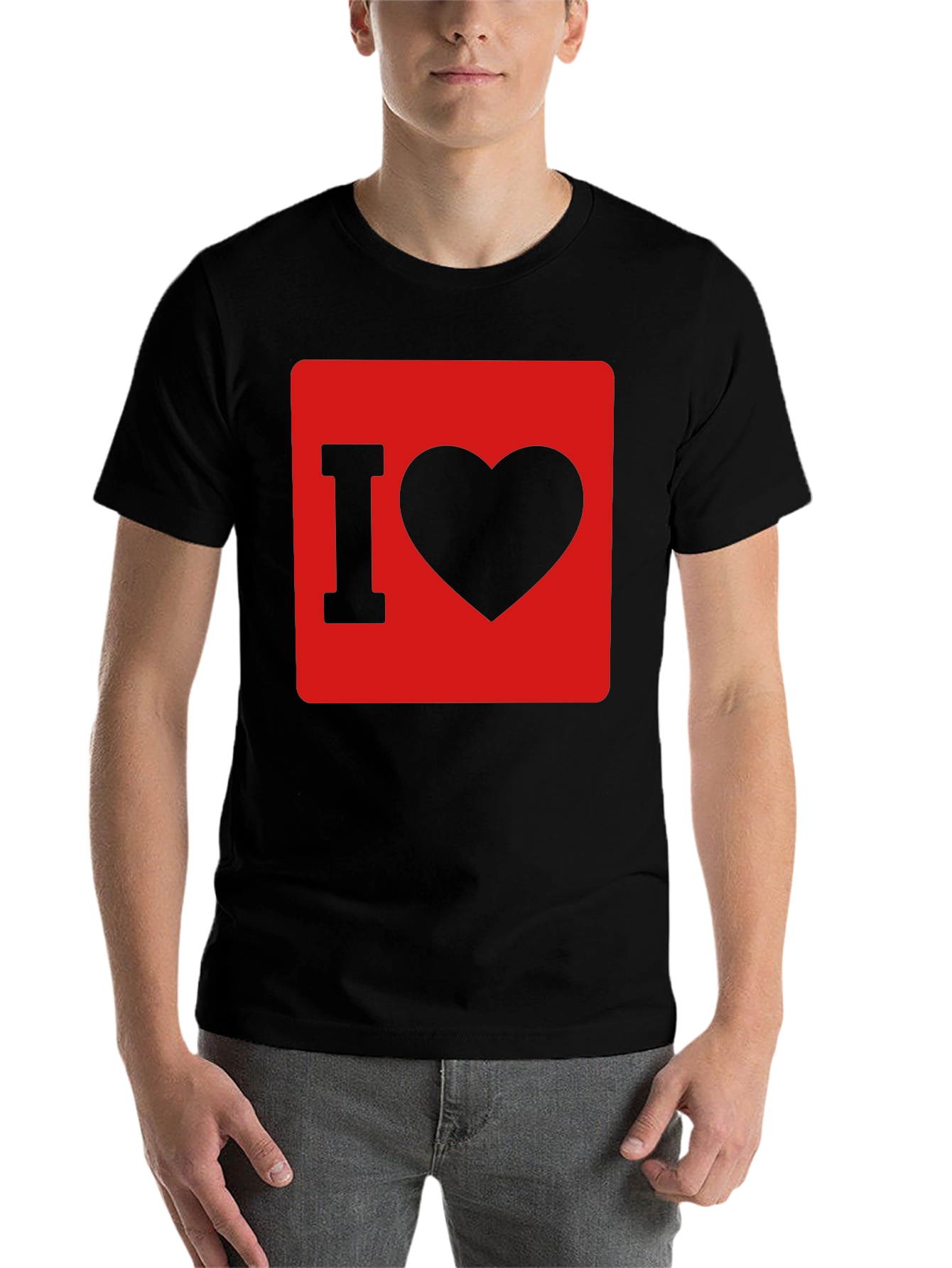 Black I Love Heart Graphic T-Shirt - Black Cotton Tee view 7