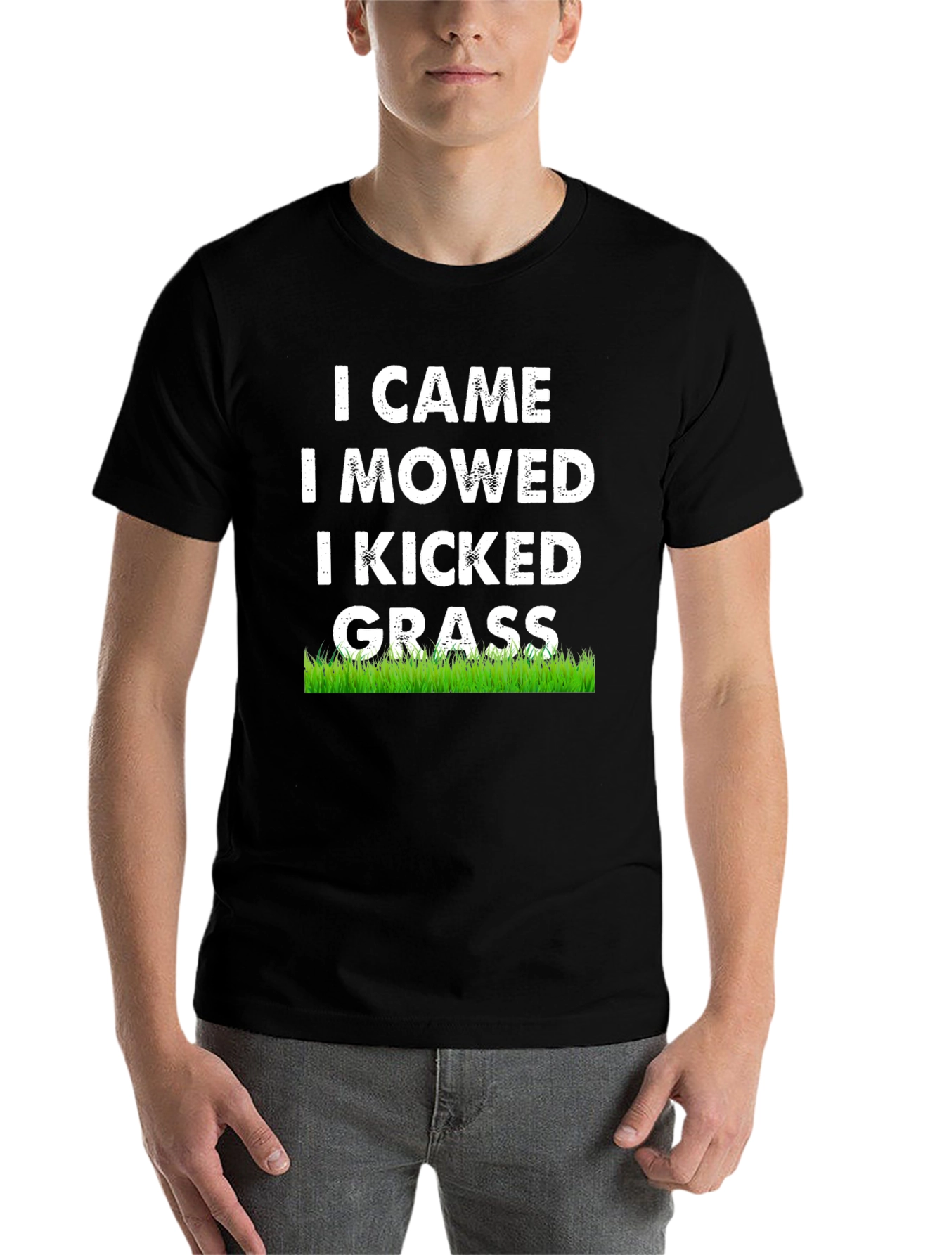 Black I Came I Mowed I Kicked Grass T-Shirt view 7