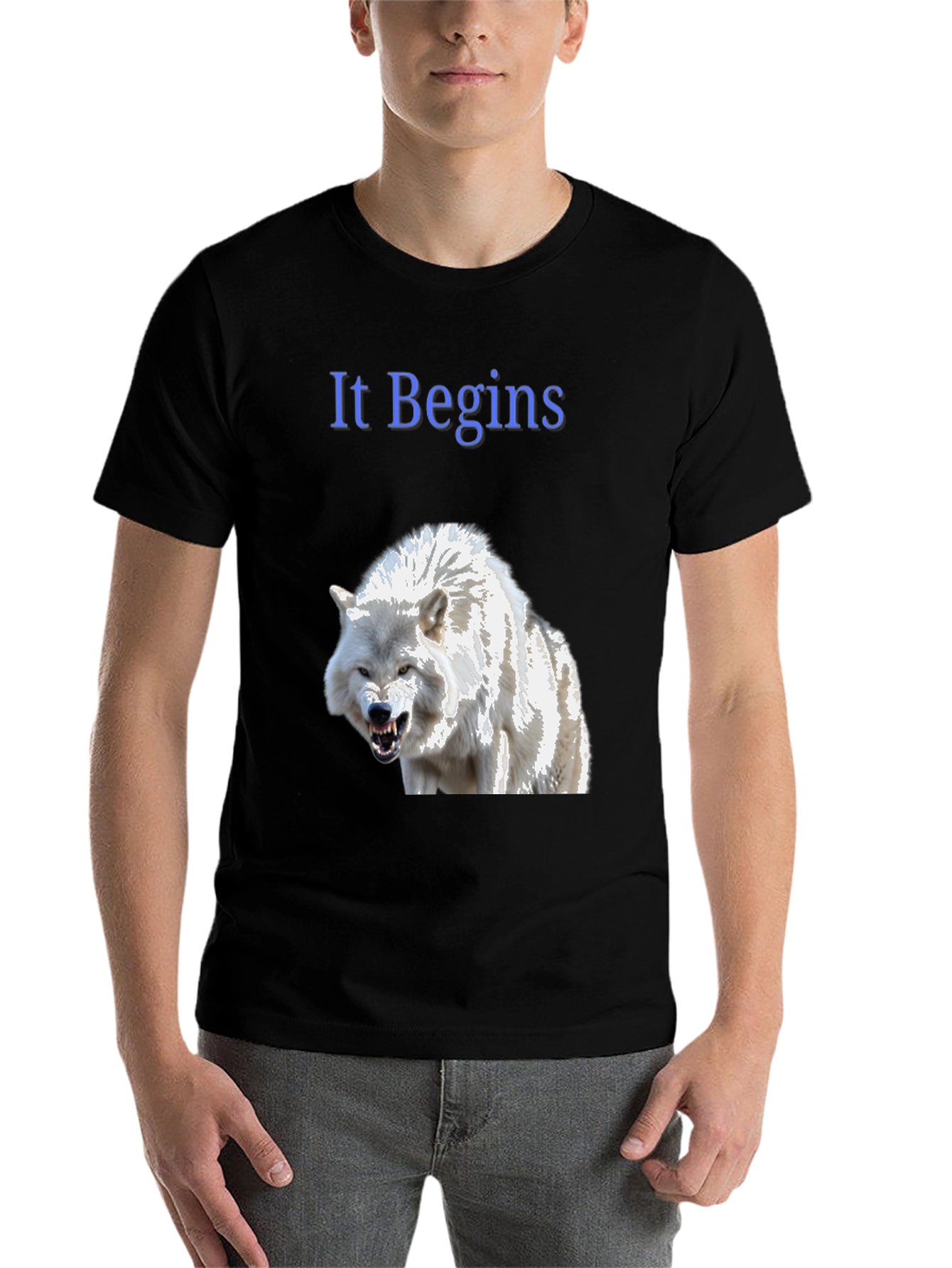Black It Begins Wolf Graphic T-Shirt view 7