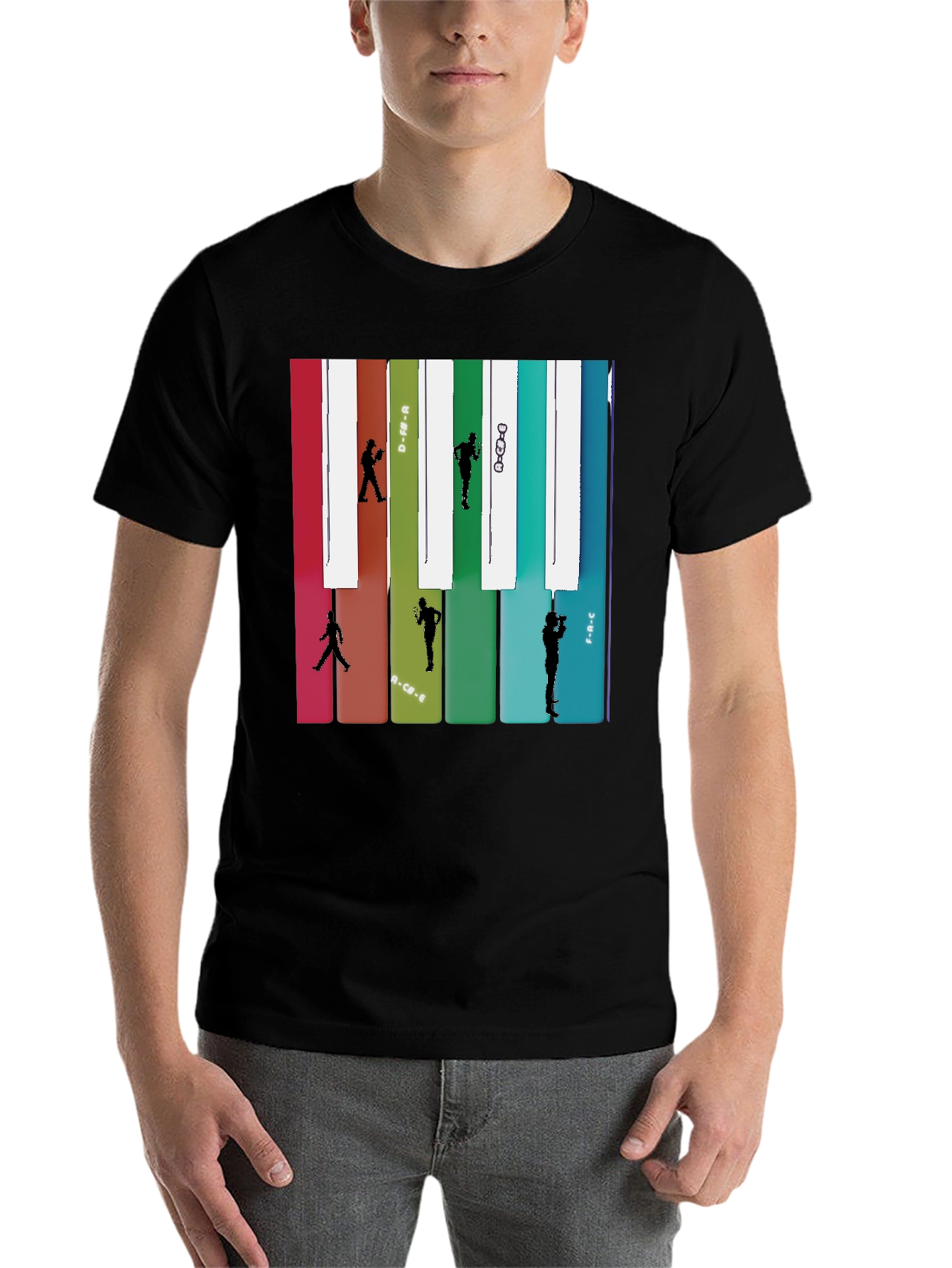 Black Music Note Piano Keys Runner T-Shirt view 7