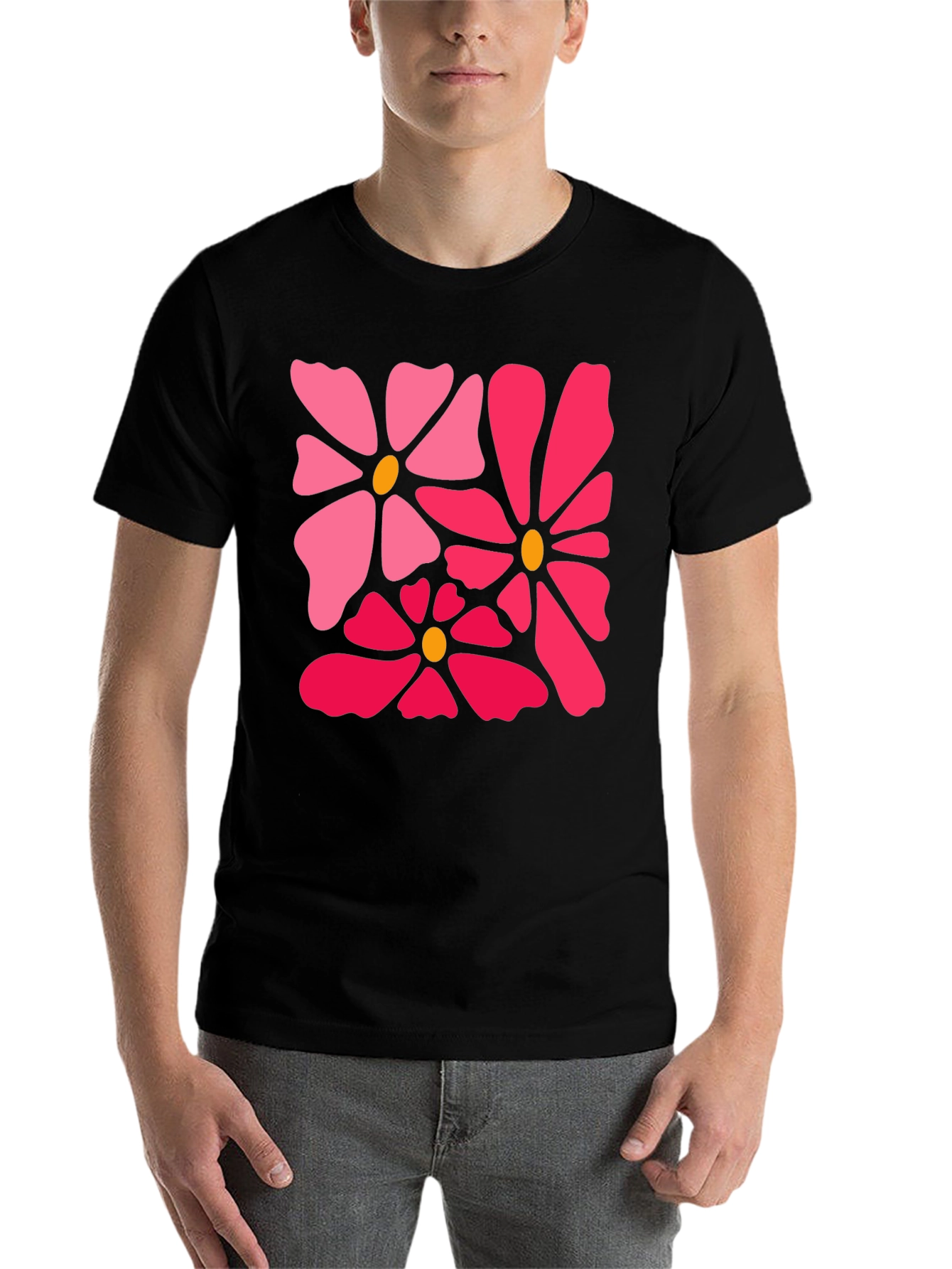 Black Floral Graphic Black T-Shirt view 7