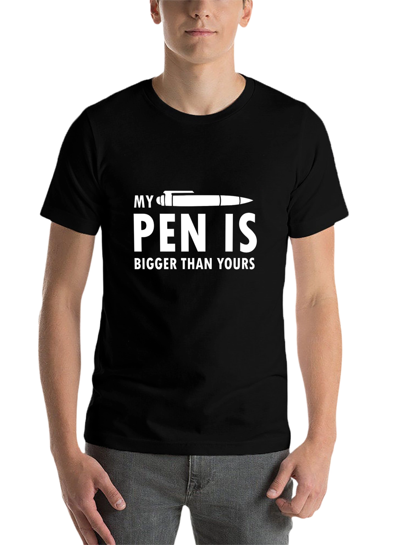 Black My Pen Is Bigger T-Shirt - Funny Graphic Tee view 7