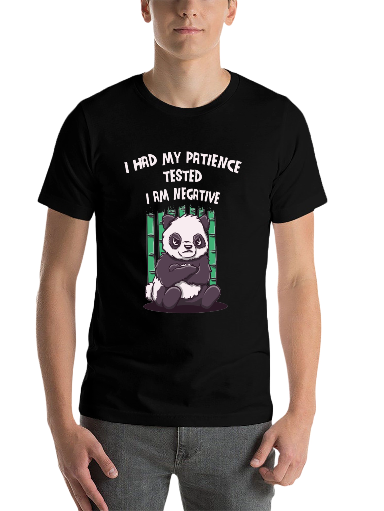 Black Patience Tested Panda Graphic T-Shirt view 7
