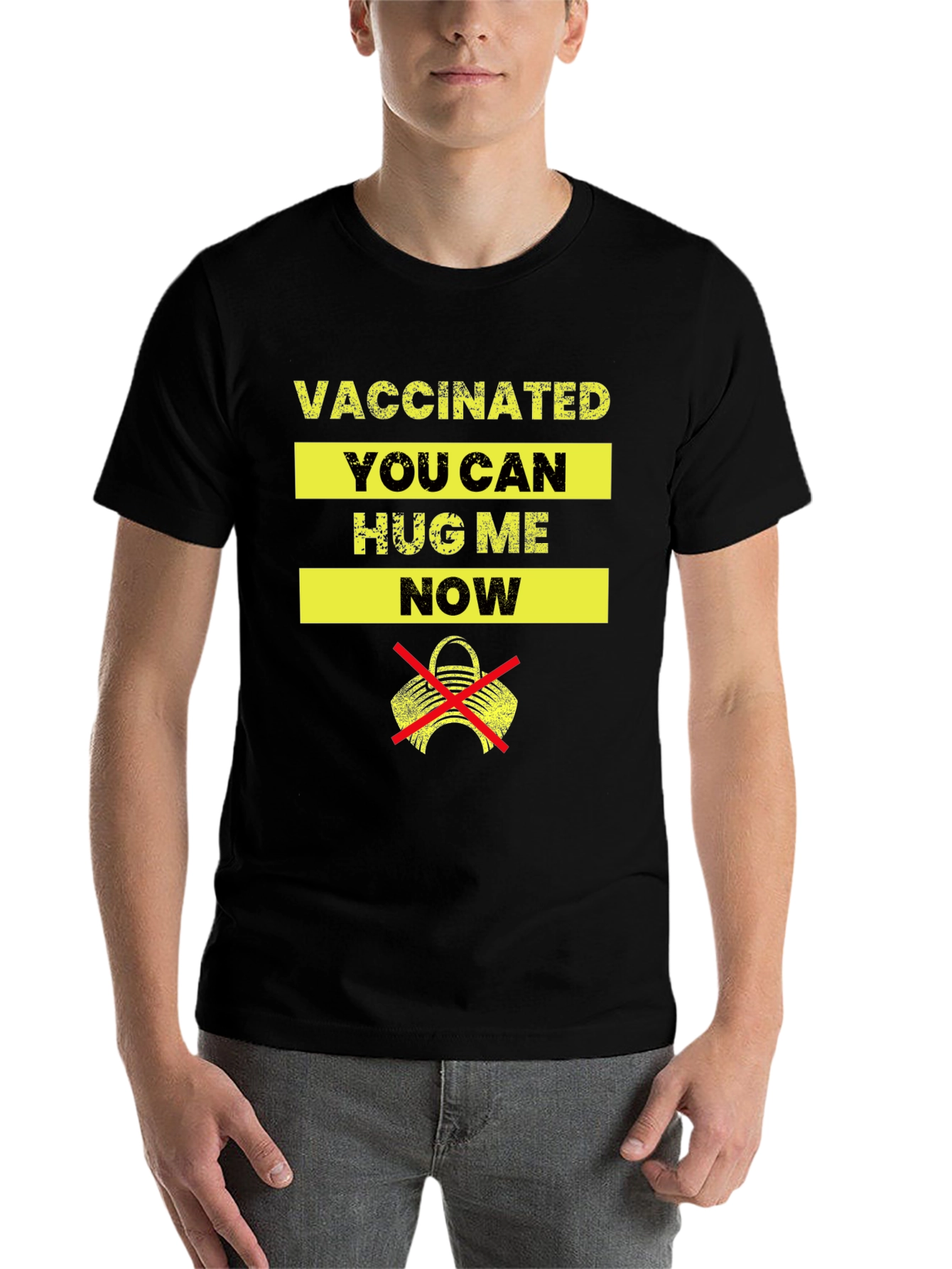 Black Vaccinated Hug Me Now Graphic T-Shirt view 7