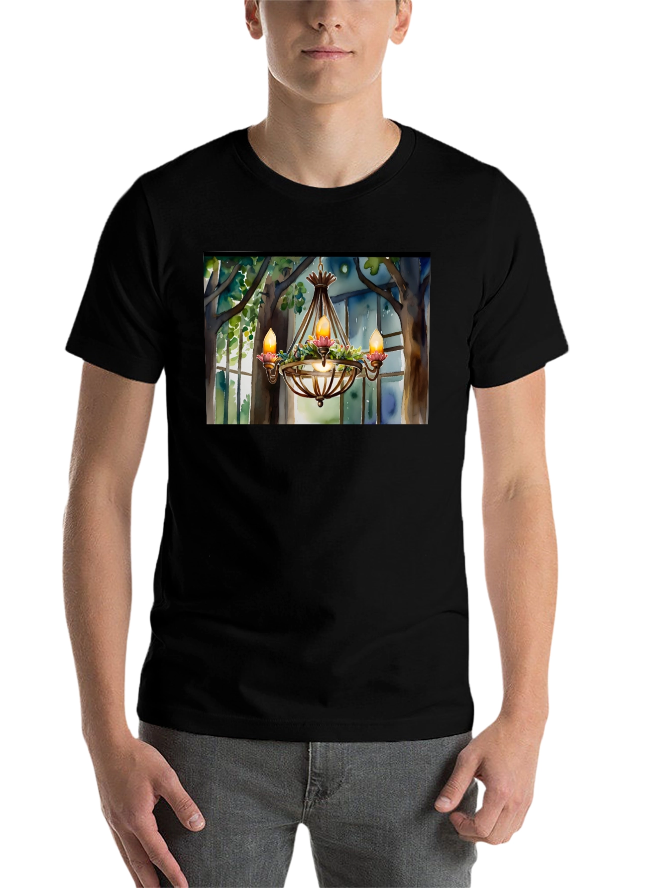 Black Chandelier T-Shirt - Elegant Design view 7