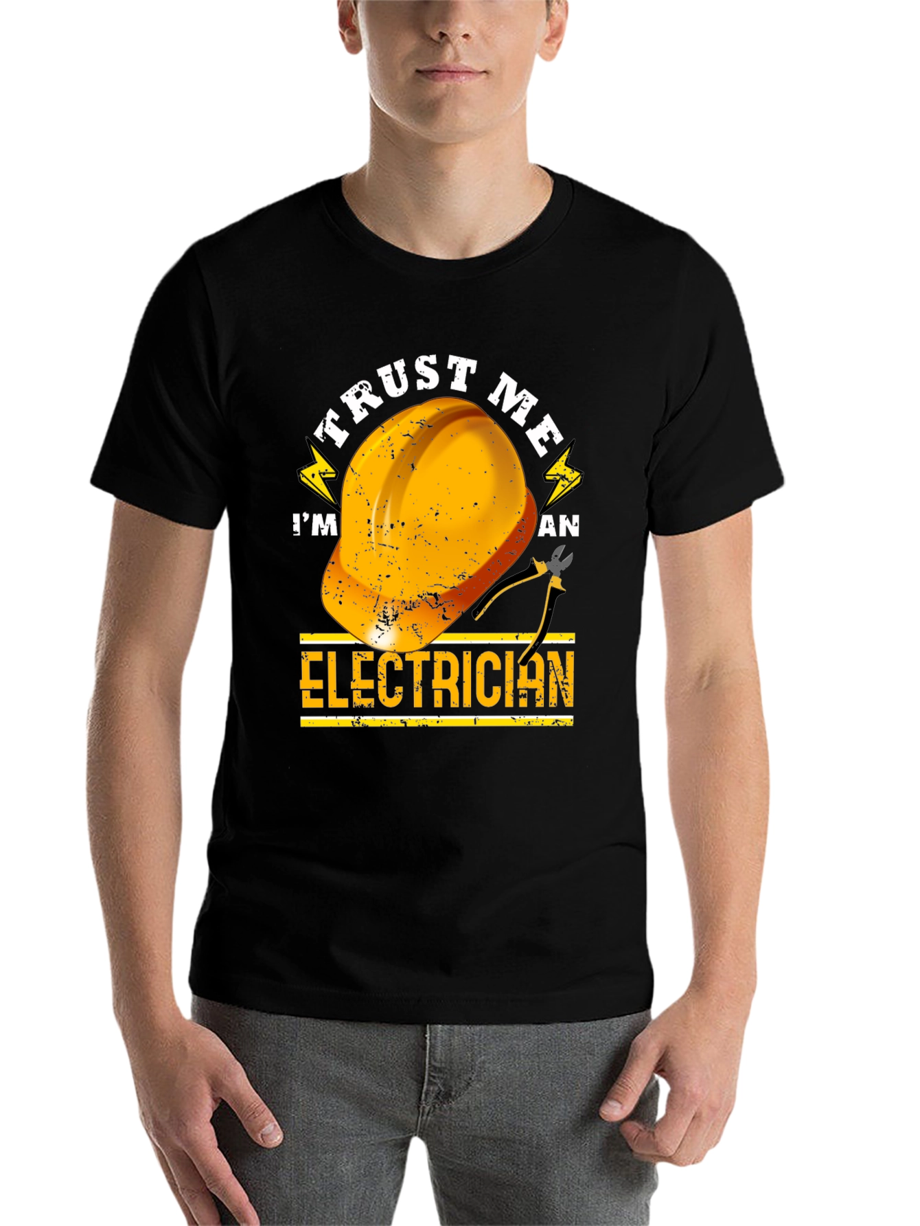 Black Trust Me I'm an Electrician T-Shirt view 7