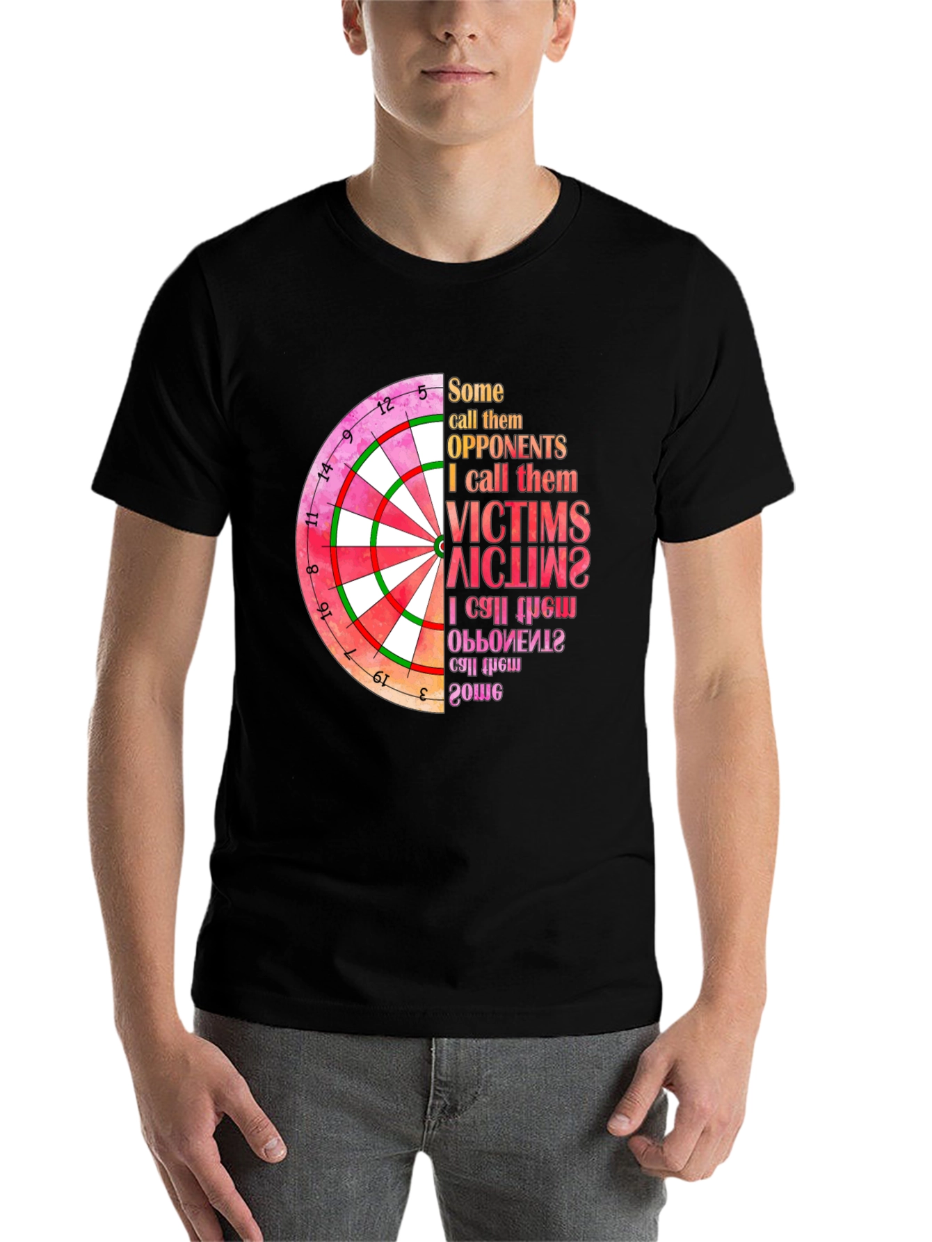Black Dartboard Graphic T-Shirt: Opponents to Victims view 7