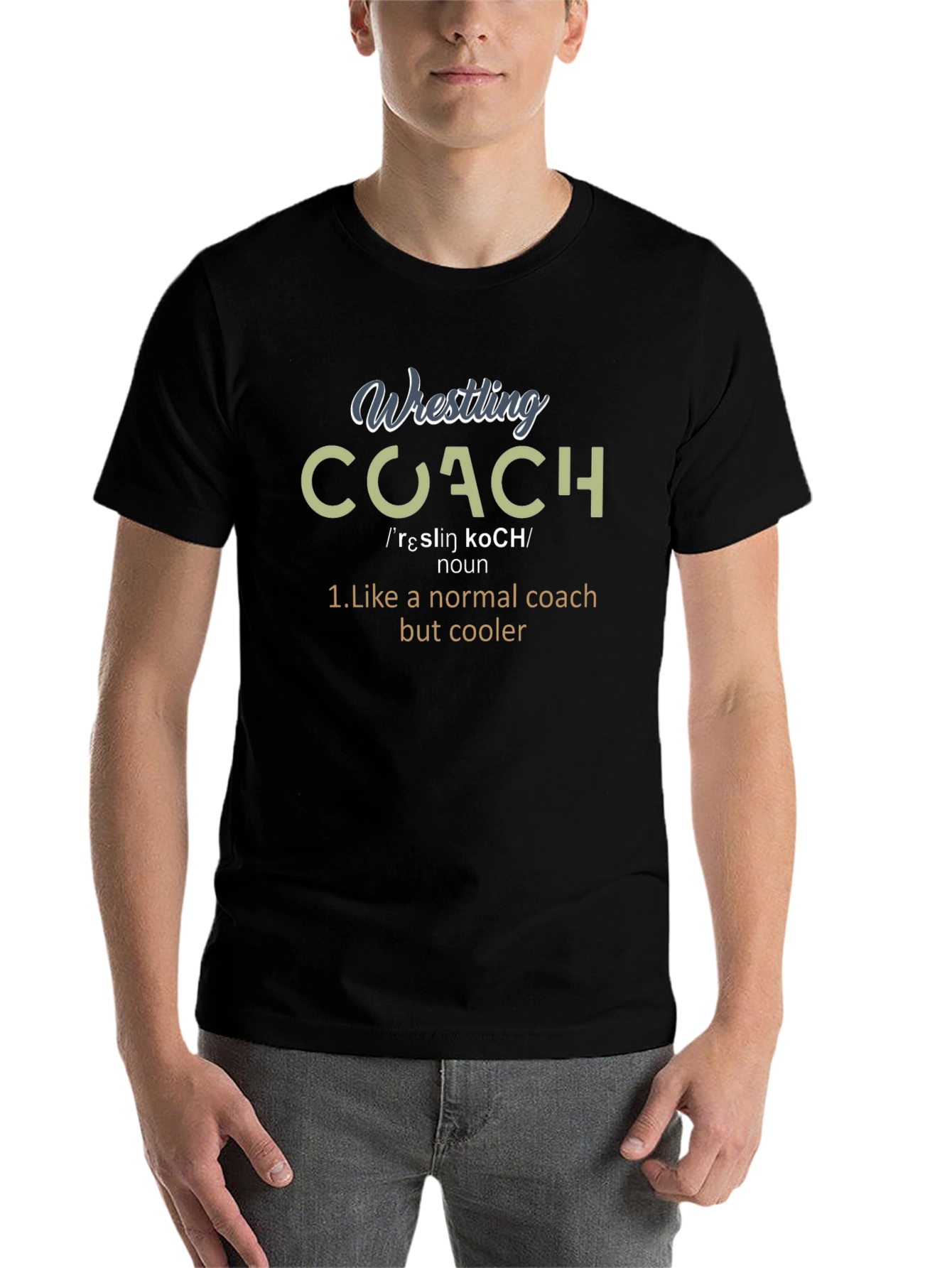Black Wrestling Coach T-Shirt - Like a Normal Coach But Cooler! view 7