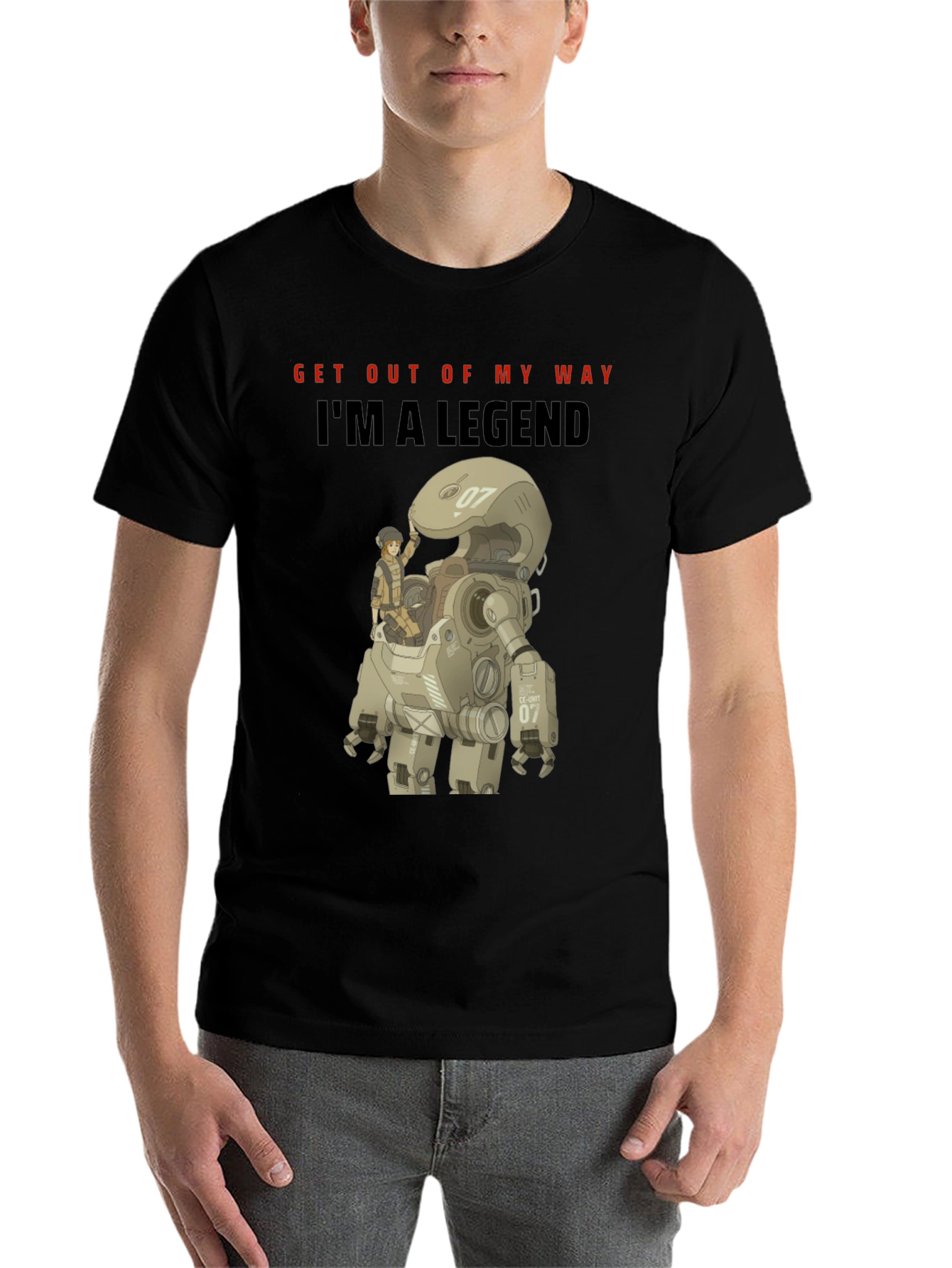 Black I'm A Legend Robot T-Shirt - Unique Graphic Tee view 7