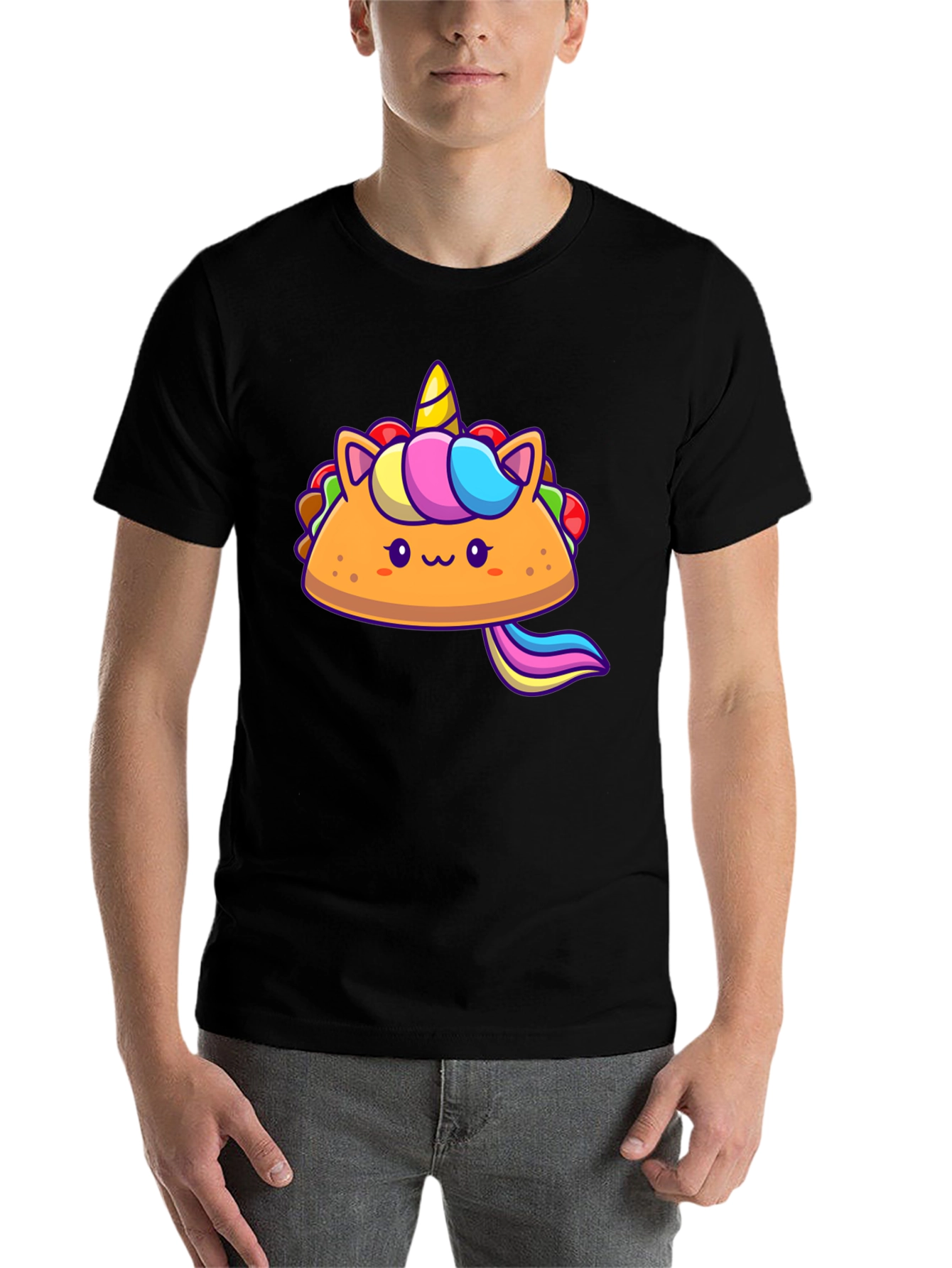 Black Unicorn Taco Graphic Tee - Cute Foodie Shirt view 7