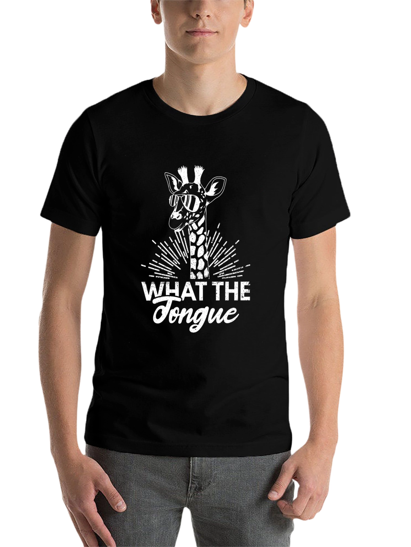 Black What the Tongue Giraffe Tee view 7