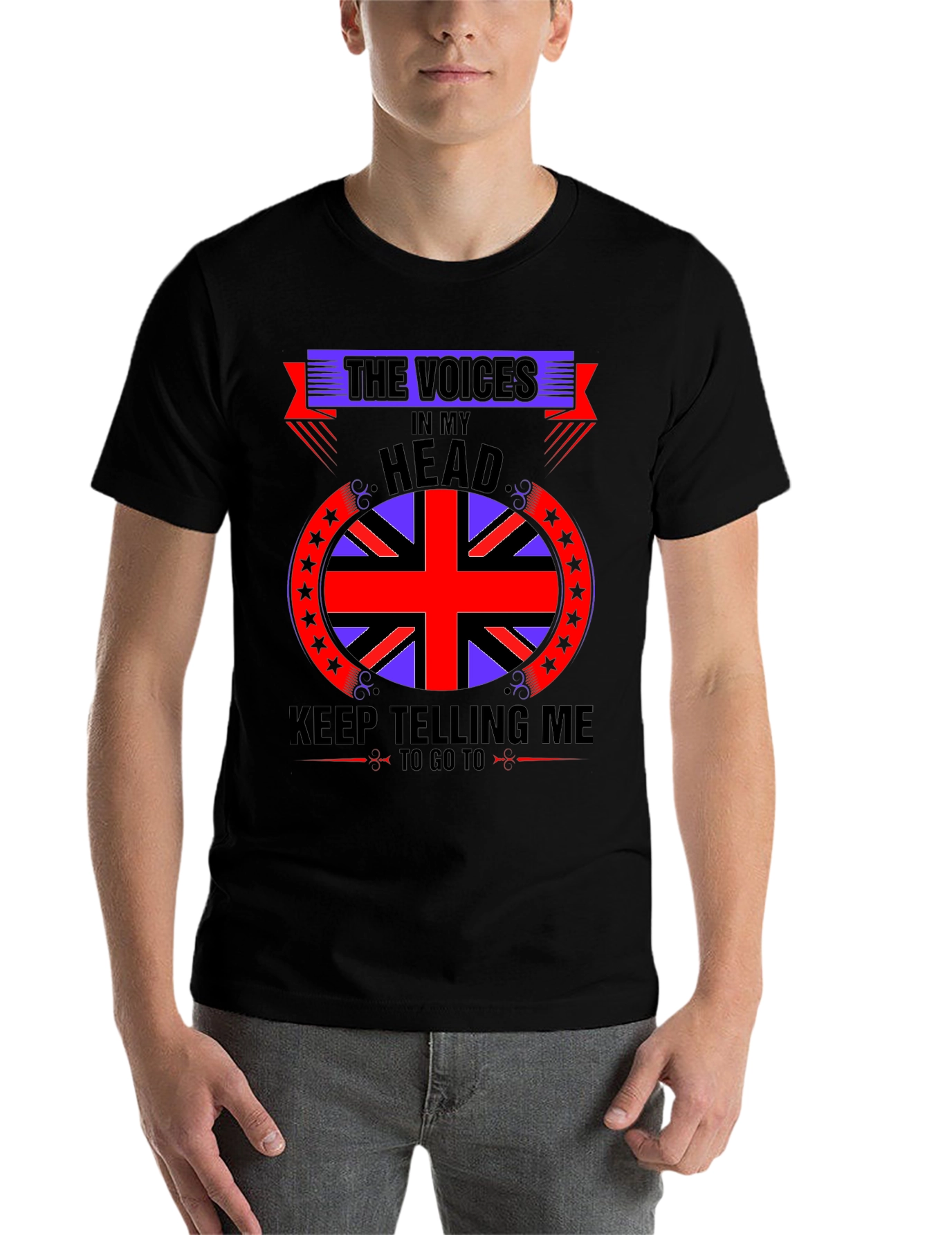 Black Voices In My Head T-Shirt, British Flag view 7