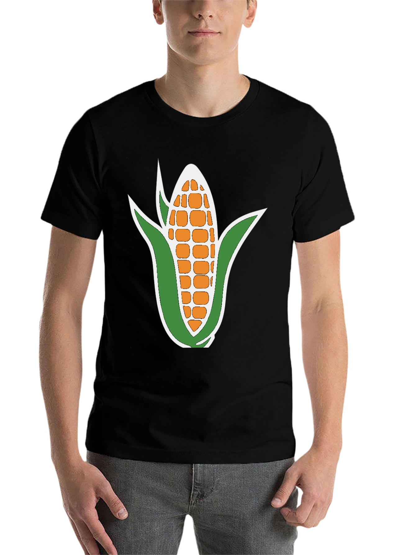 Black Corn Graphic T-Shirt - Black Casual Tee view 7