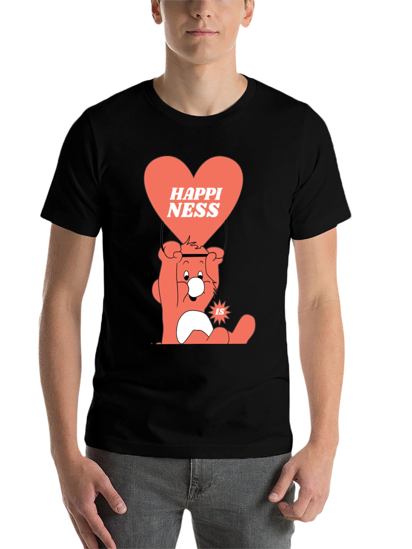 Black Happiness Bear Graphic T-Shirt view 7