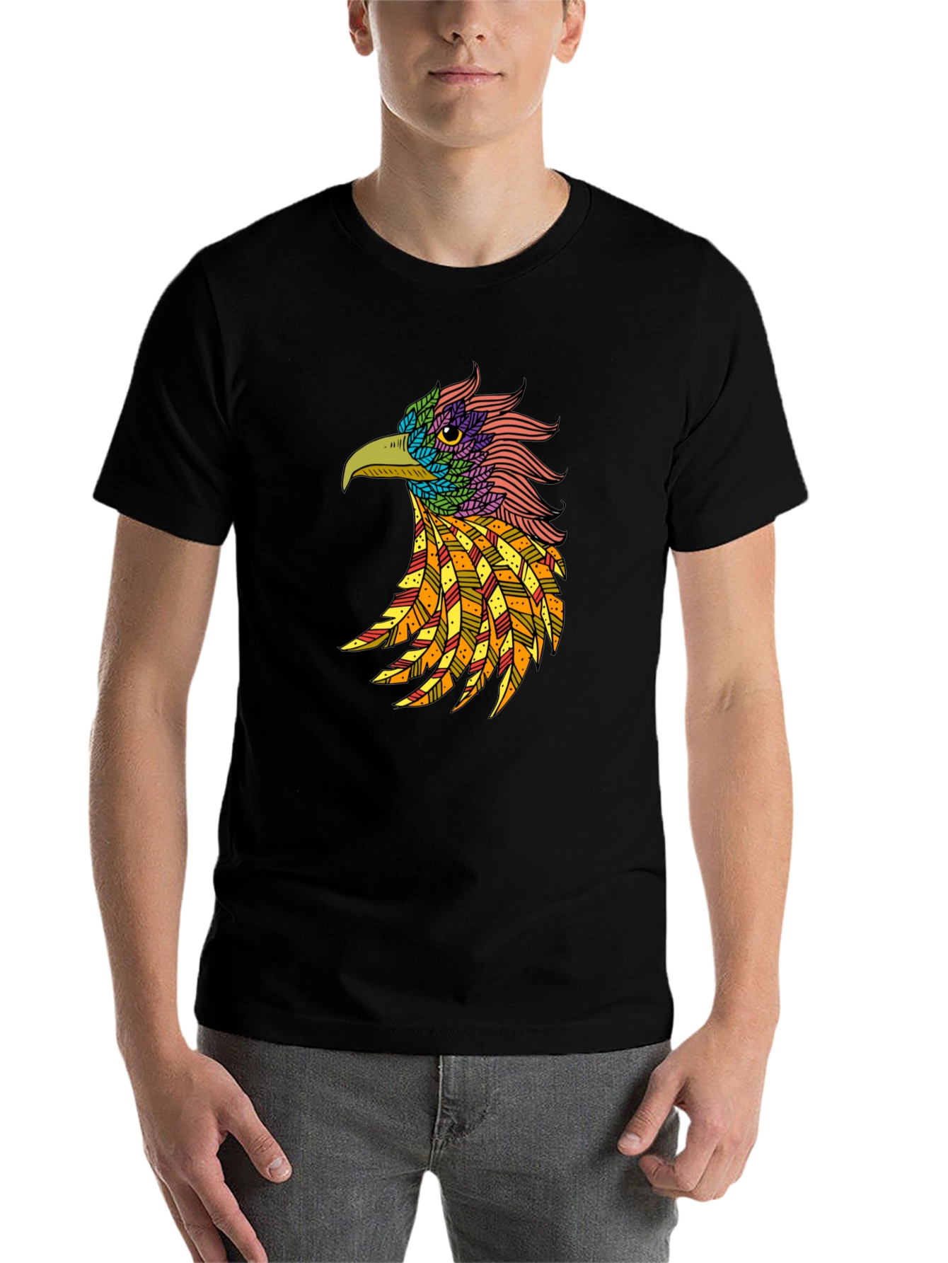 Black Cool Bird Graphic Print T-Shirt view 7