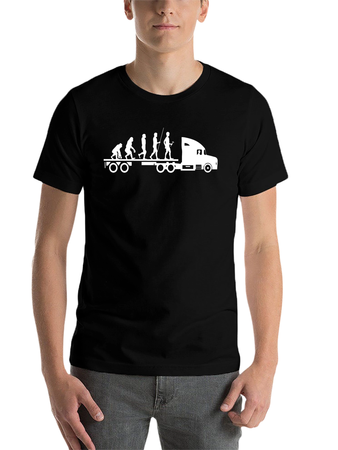 Black Trucker Evolution T-Shirt - Driver Humor Tee view 7