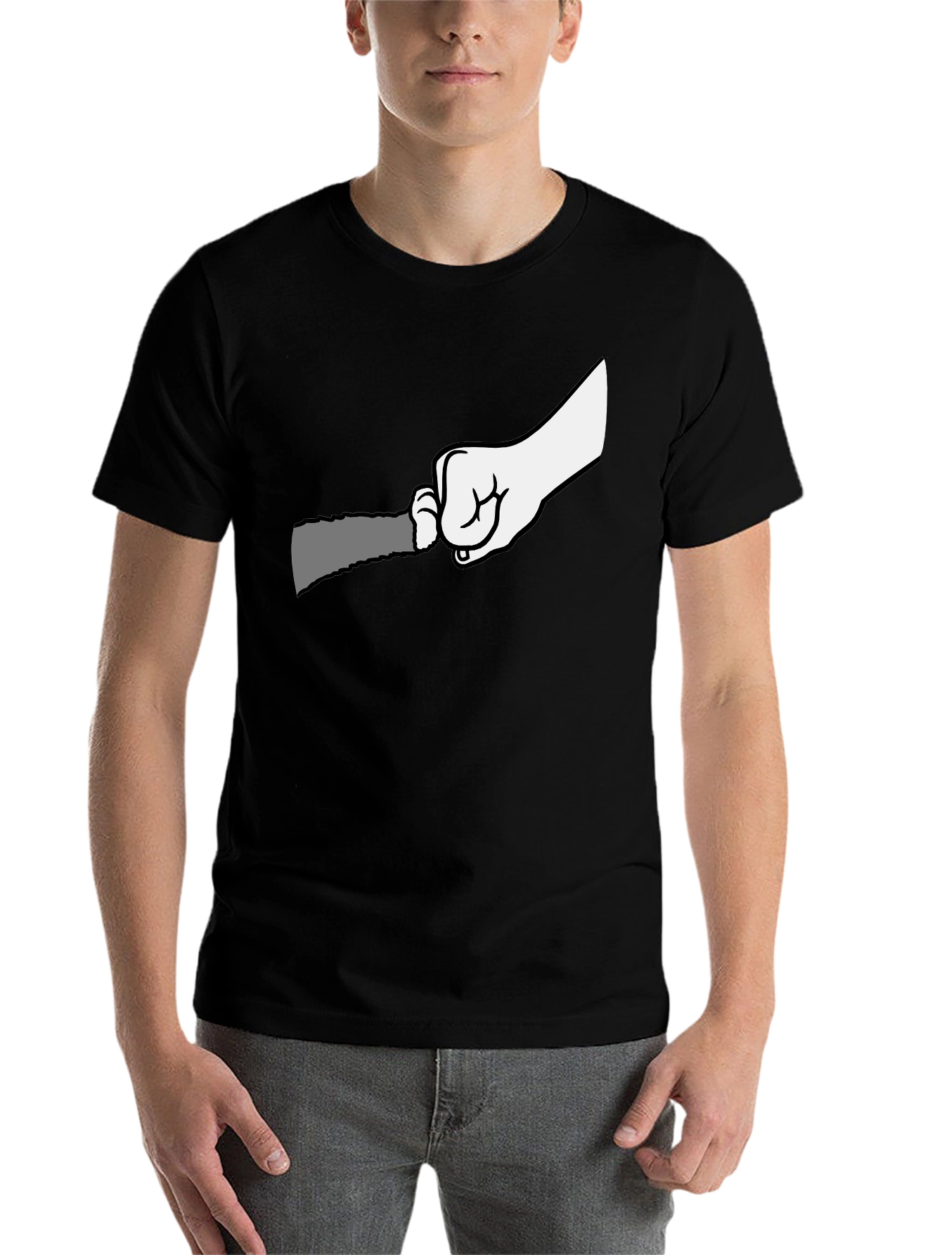 Black Graphic T-Shirt: Hand Holding Grater Funny Cooking Tee view 7