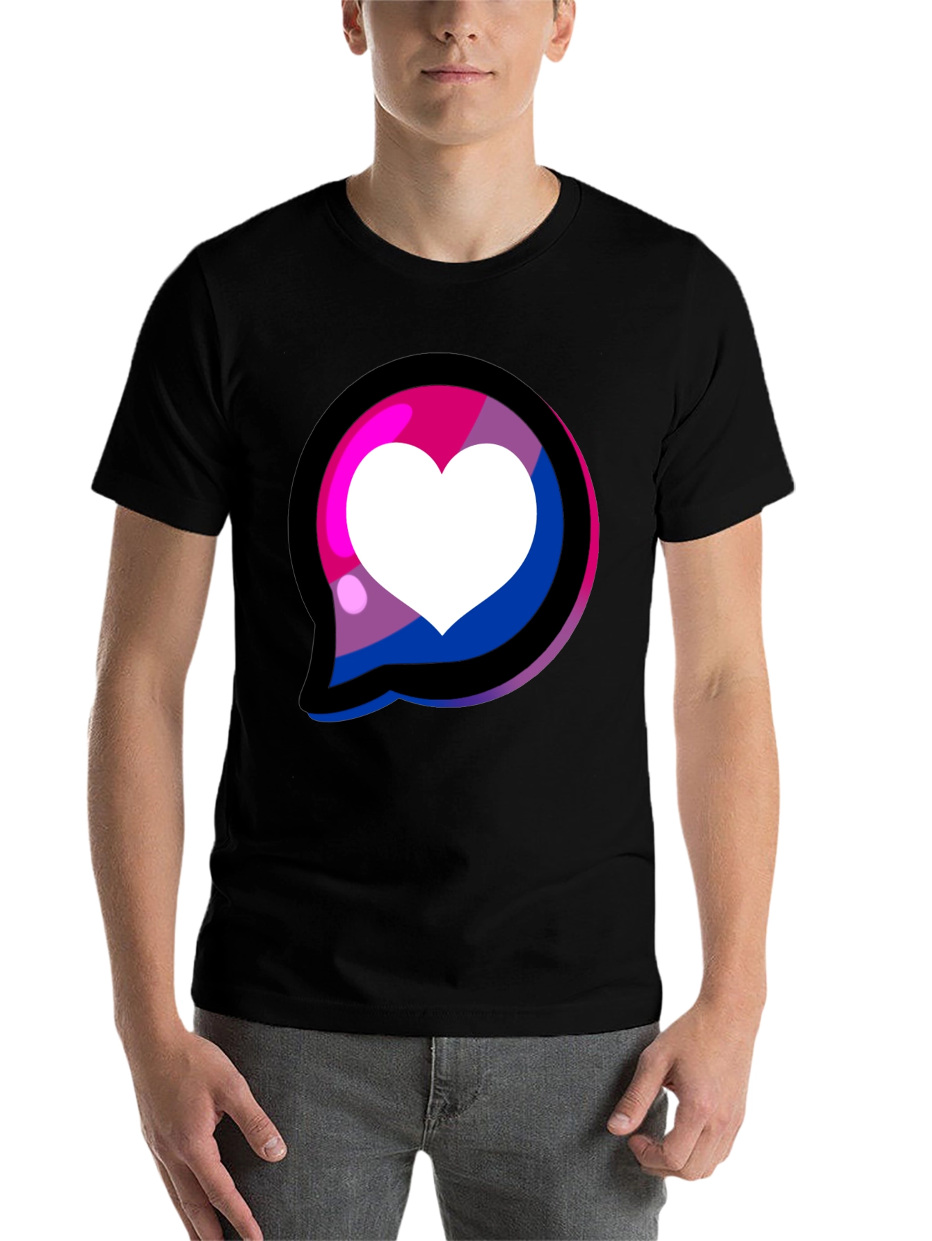 Black Bisexual Pride Heart T-Shirt view 7