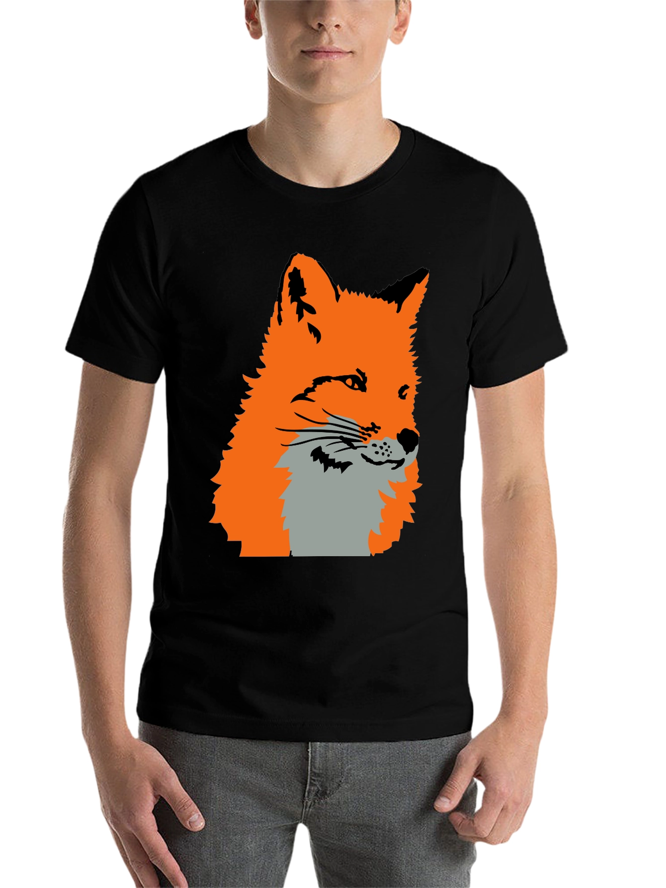 Black Fox Graphic Print T-Shirt - Black view 7