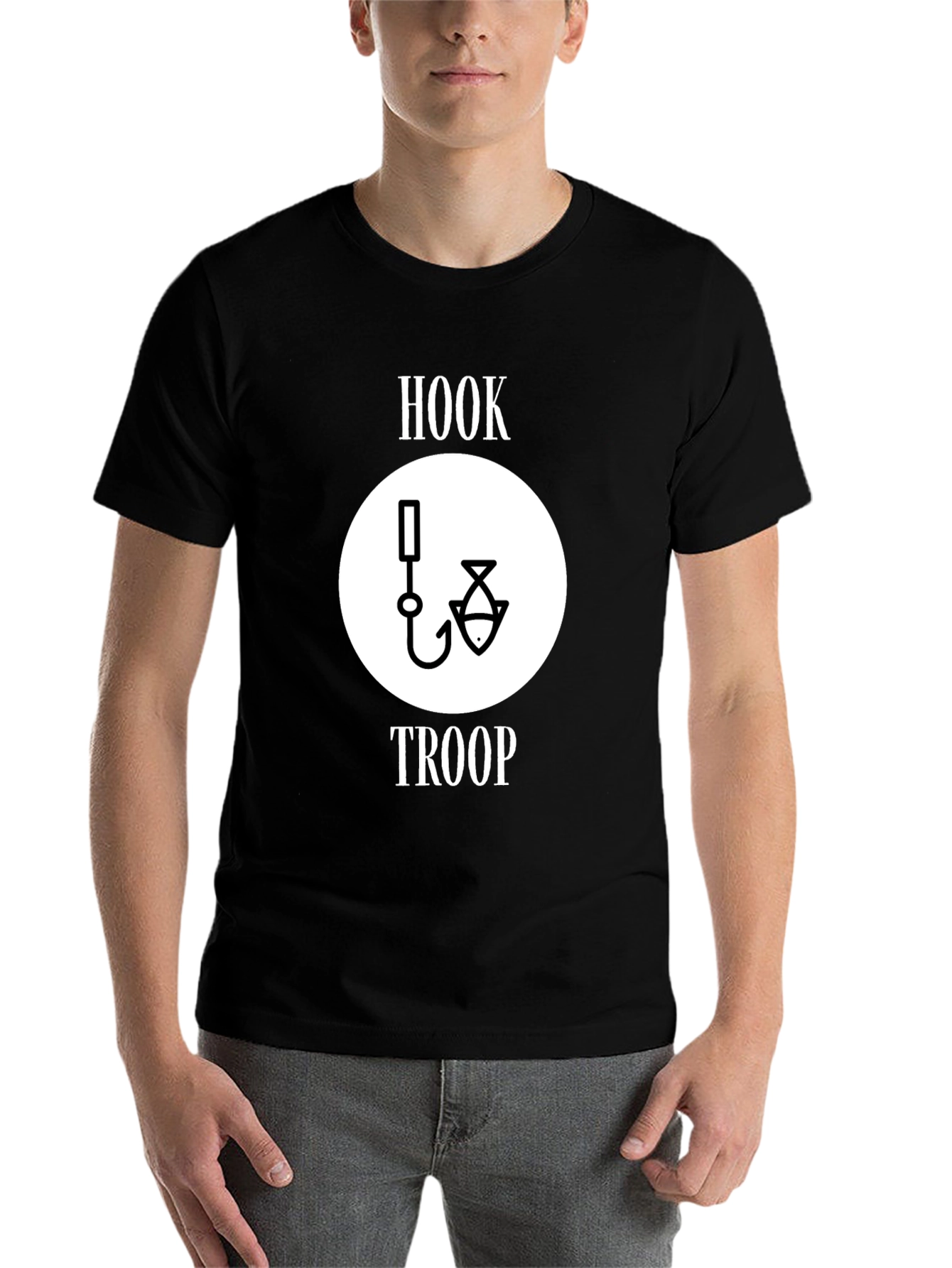 Black Hook Troop T-Shirt Fishing Graphic Tee - Black Cotton Blend view 7