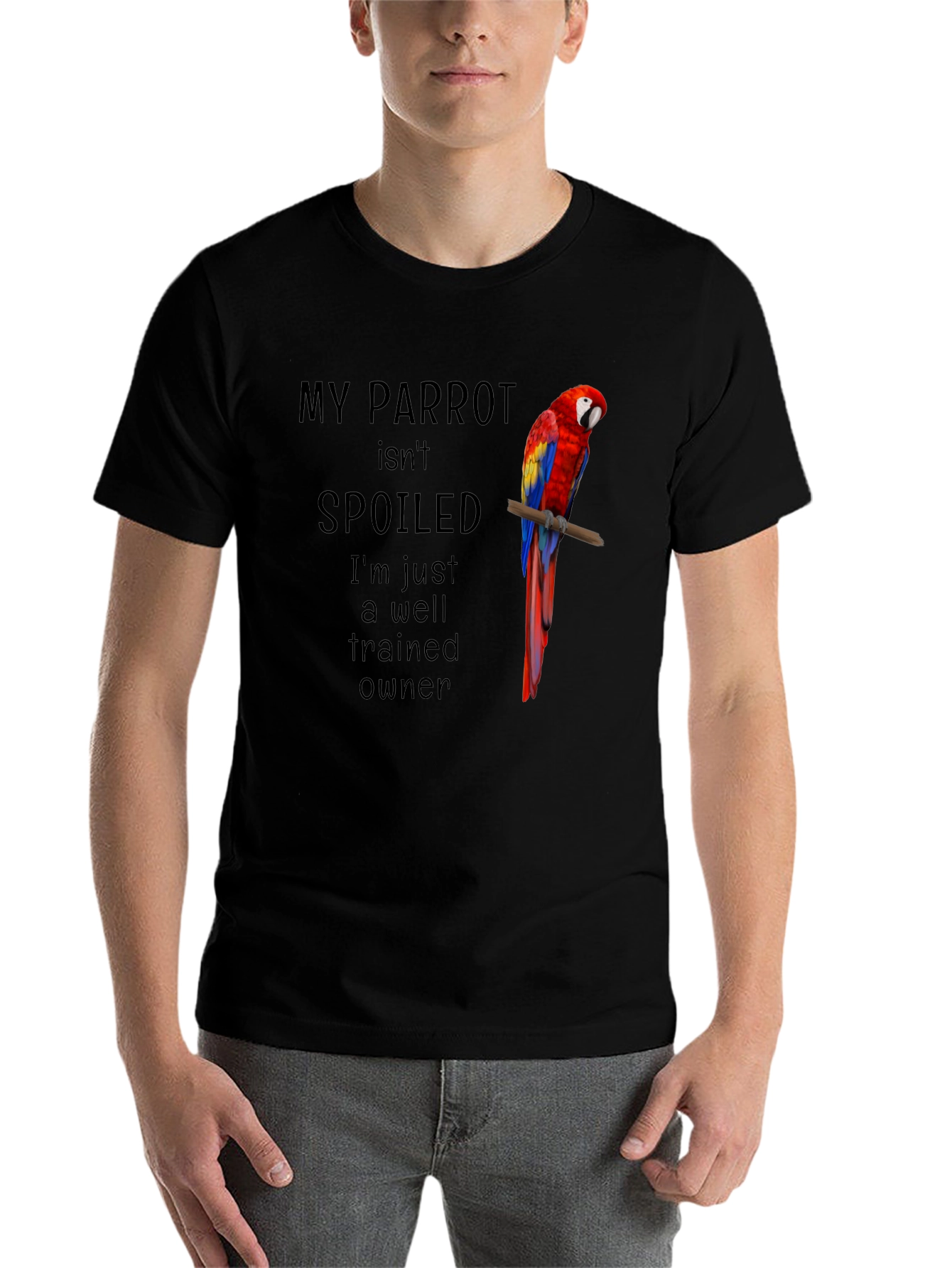 Black My Parrot Isn't Spoiled T-Shirt view 7