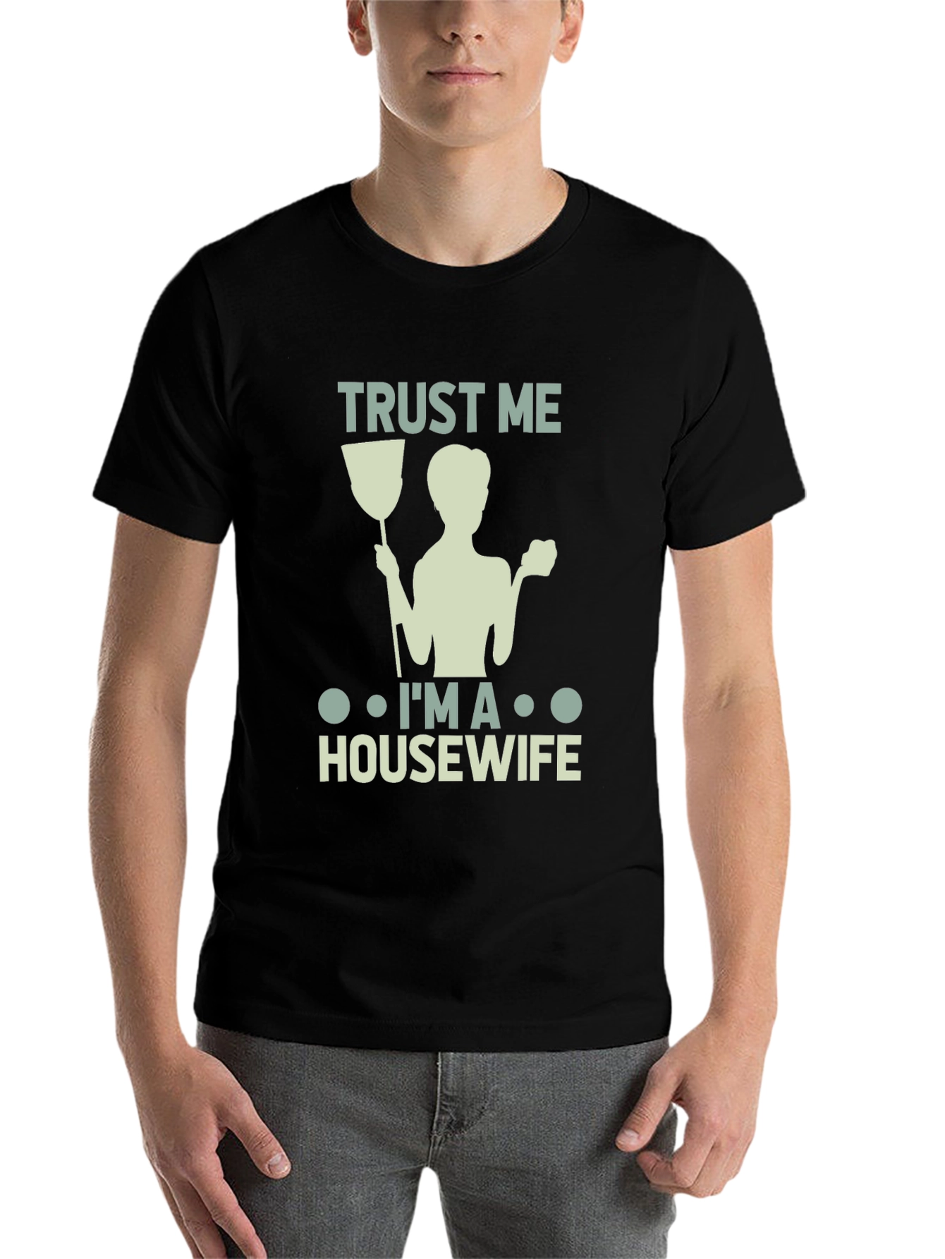 Black Trust Me I'm a Housewife T-Shirt view 7