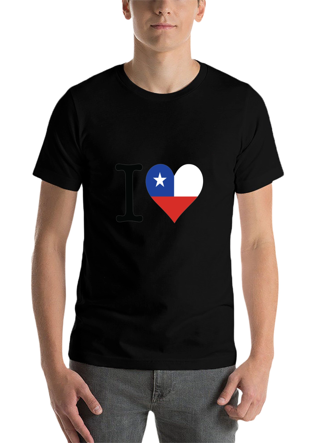 I Love Chile Heart Flag Black T-Shirt - 7