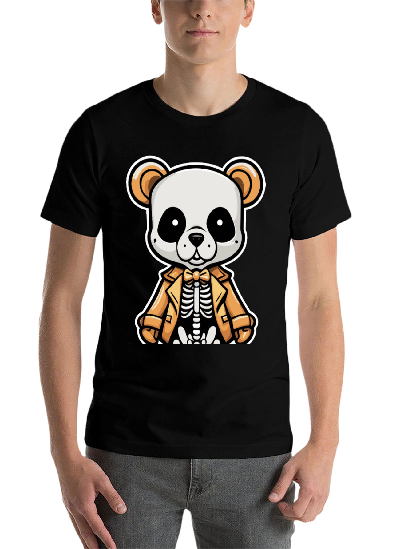 Black Panda Skeleton in Suit Graphic Tee view 7