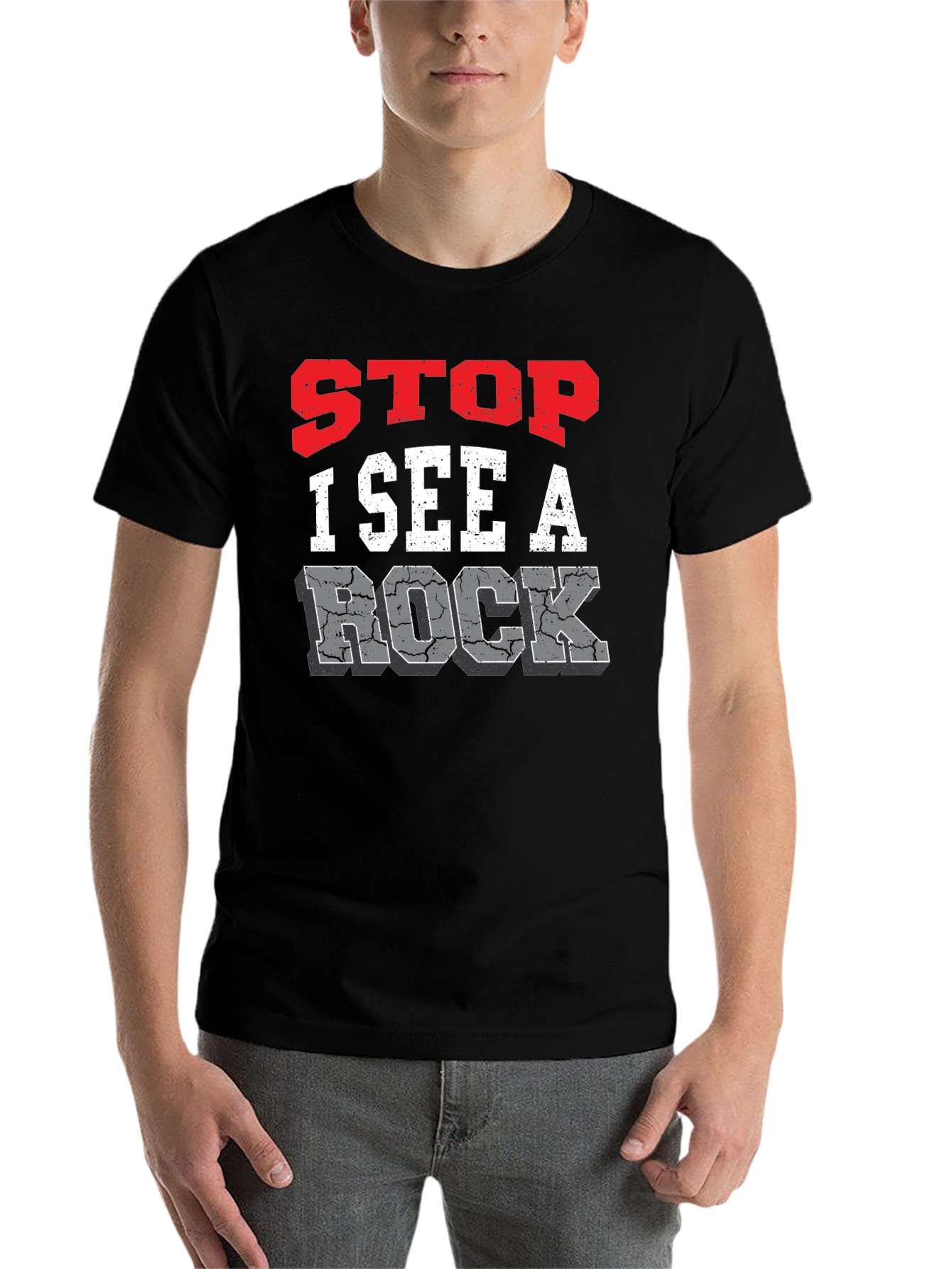 Black Stop I See A Rock Graphic Tee view 7