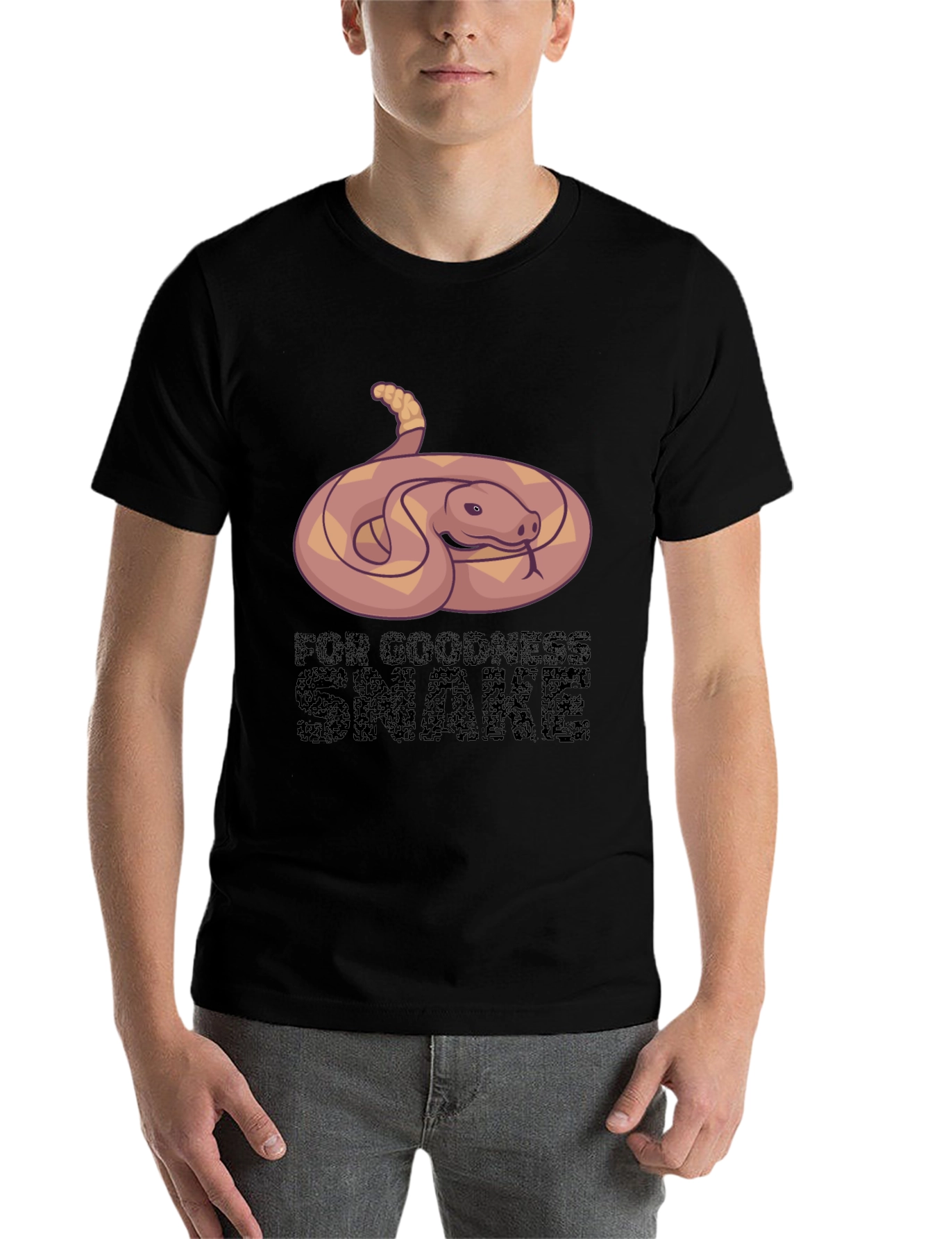 Black Funny Snake Graphic Tee - For Goodness Snake T-Shirt view 7