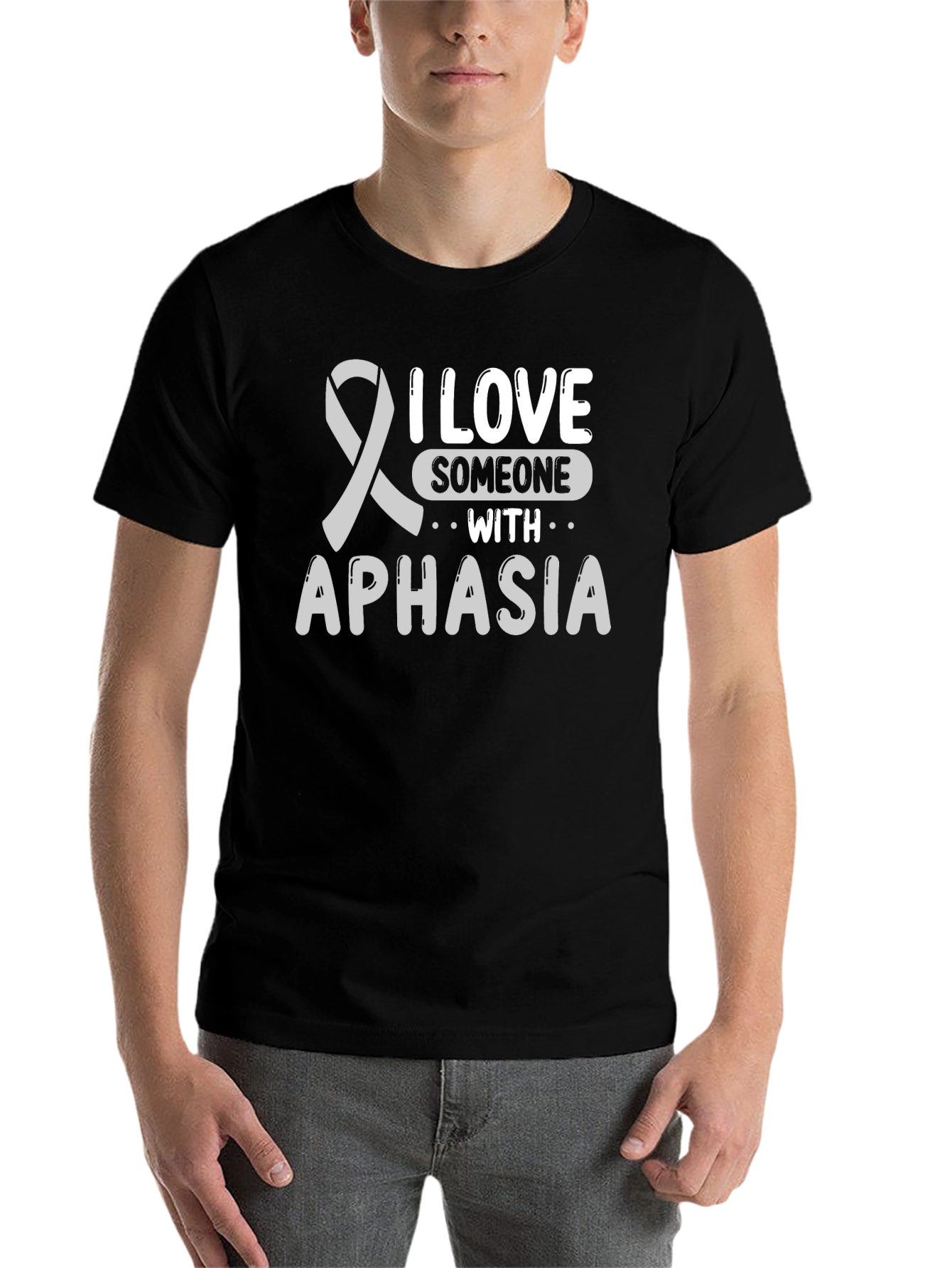 Black Aphasia Awareness T-Shirt - I Love Someone With view 7