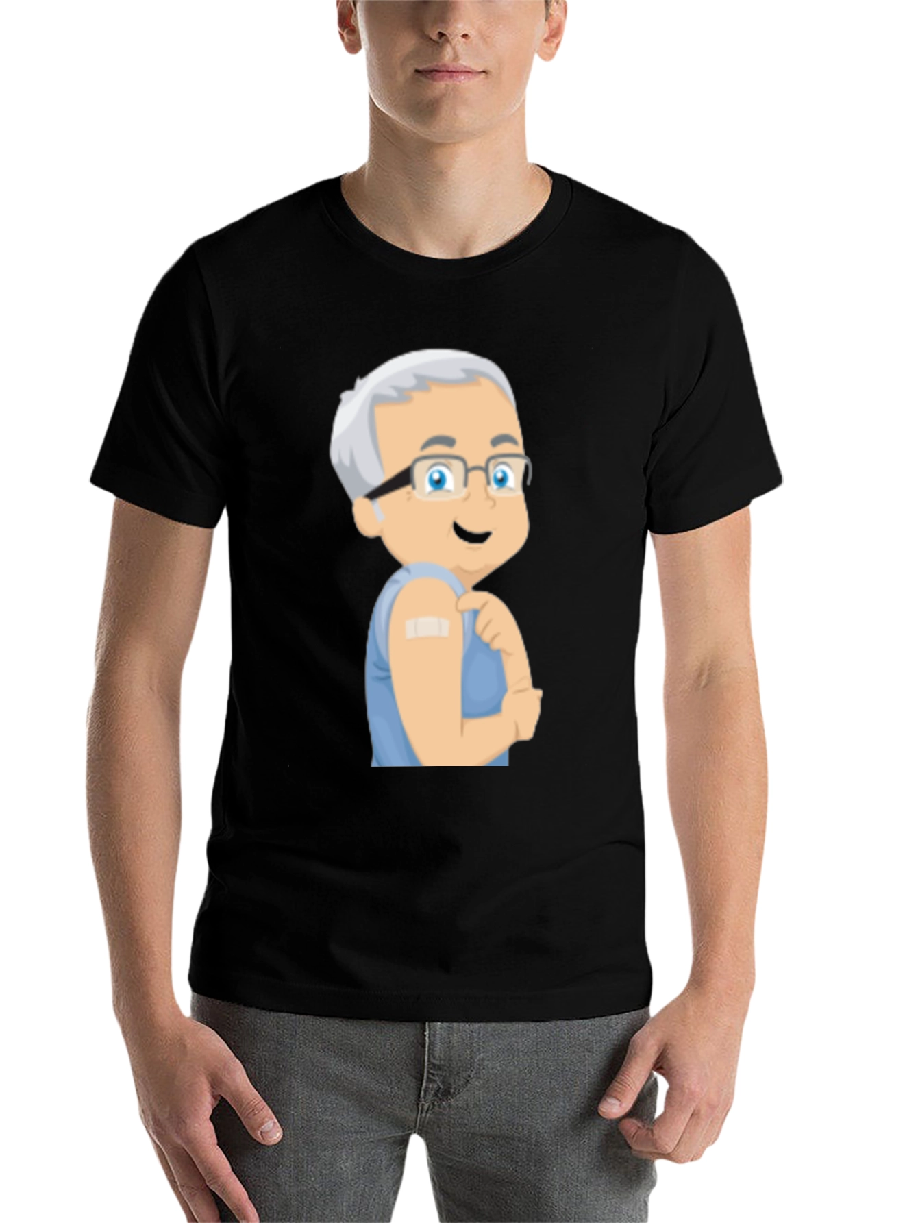 Black Vaccinated Cartoon Graphic T-Shirt view 7