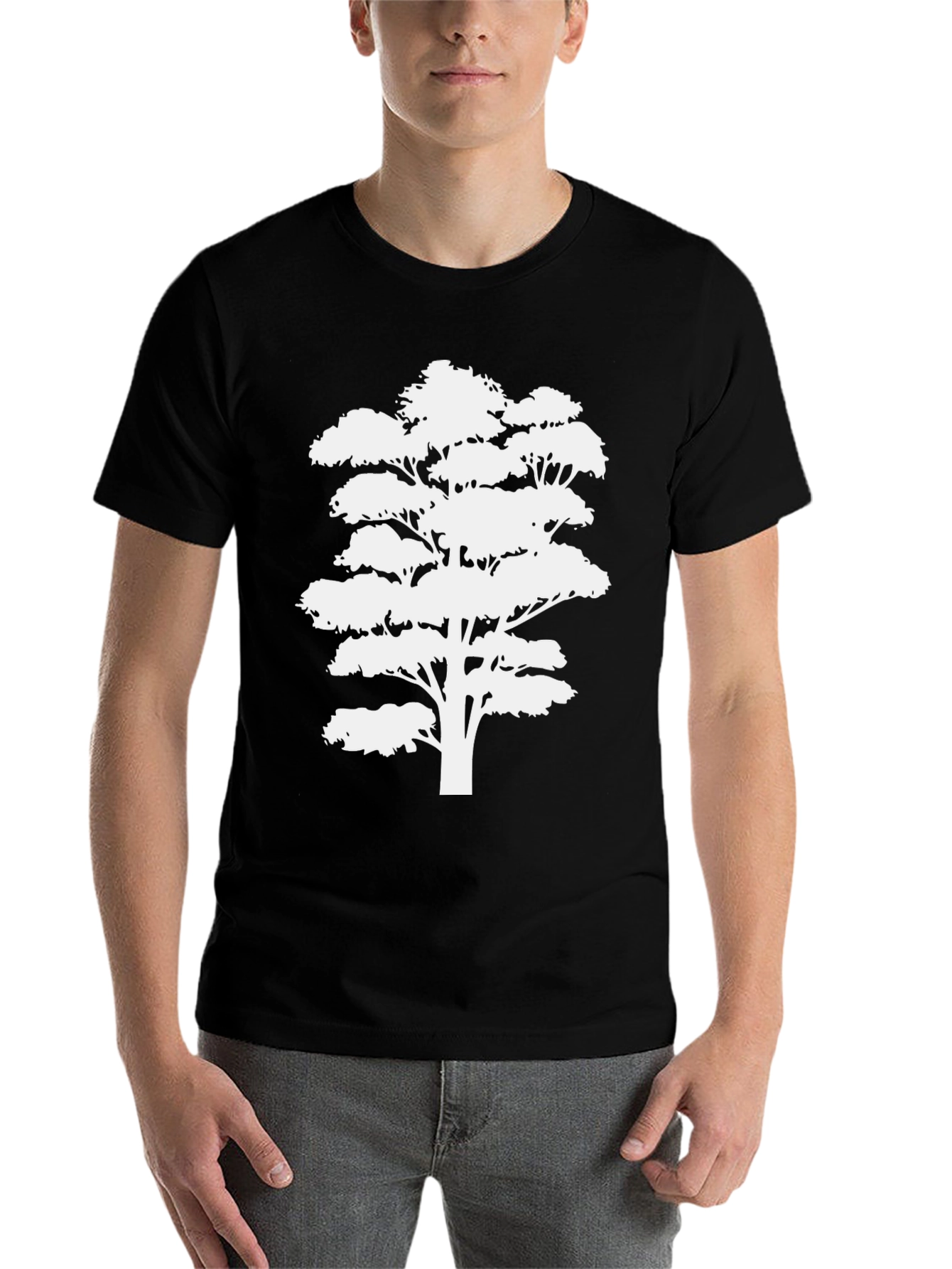 Black Tree Silhouette Black T-Shirt view 7