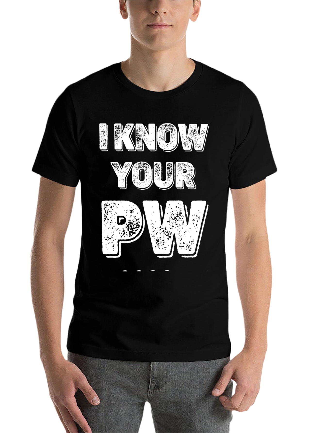 Black I Know Your PW Graphic Tee - Novelty Password Shirt view 7