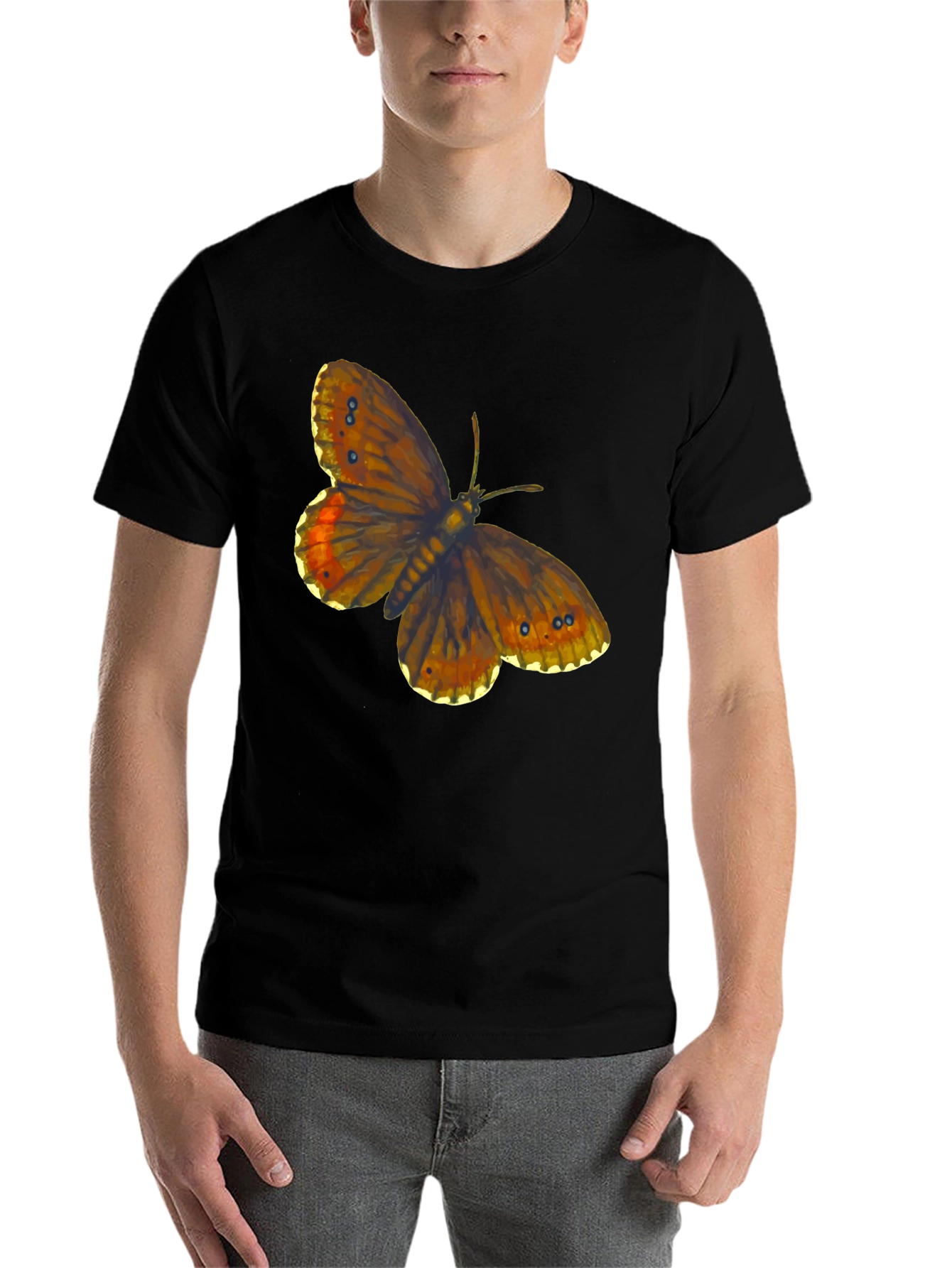 Black Butterfly Graphic Tee - Trendy Casual Wear view 7