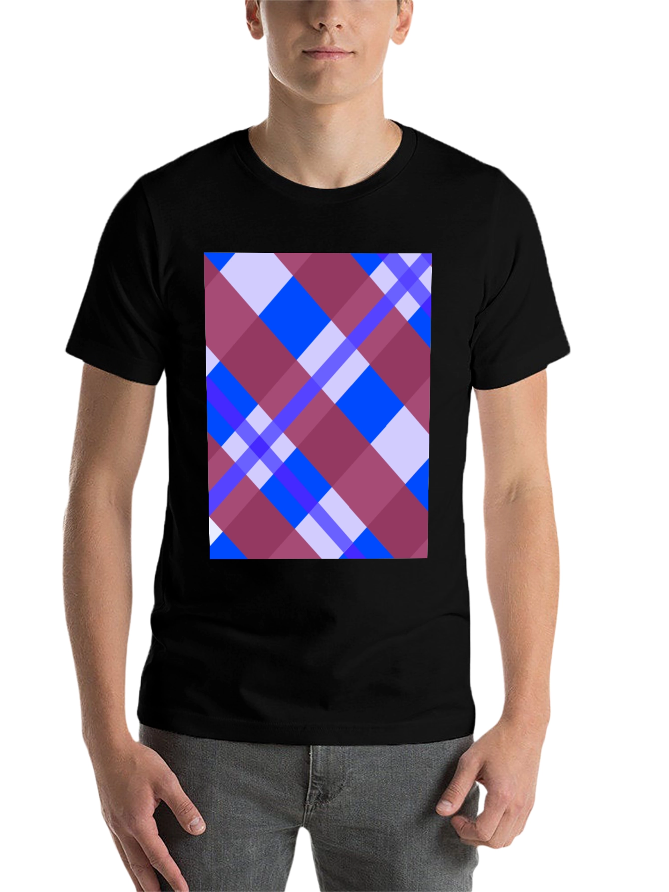 Black Plaid Graphic Tee - Modern Design, Comfortable Fit view 7