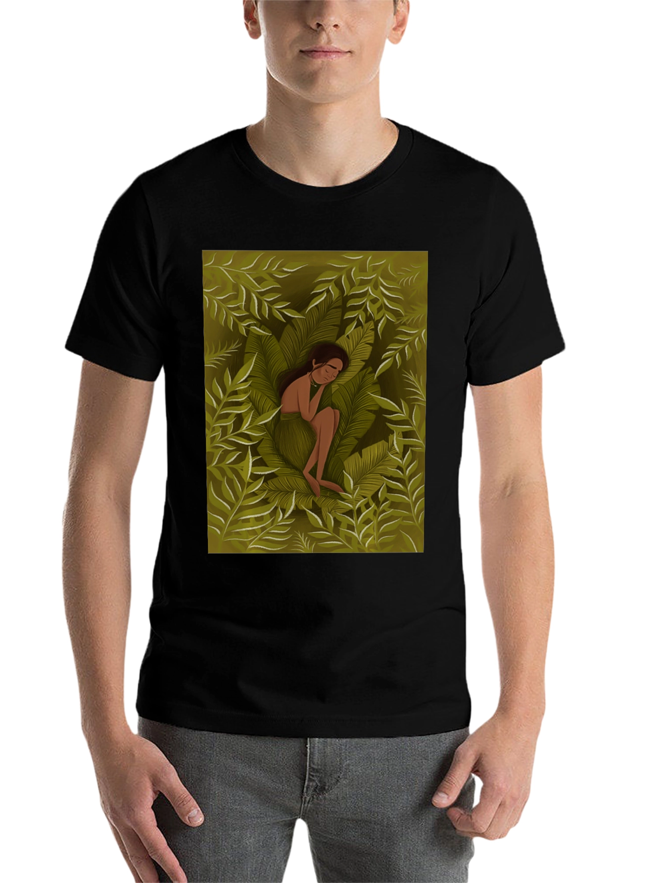 Black Jungle Dream T-Shirt - Nature Inspired Graphic Tee view 7
