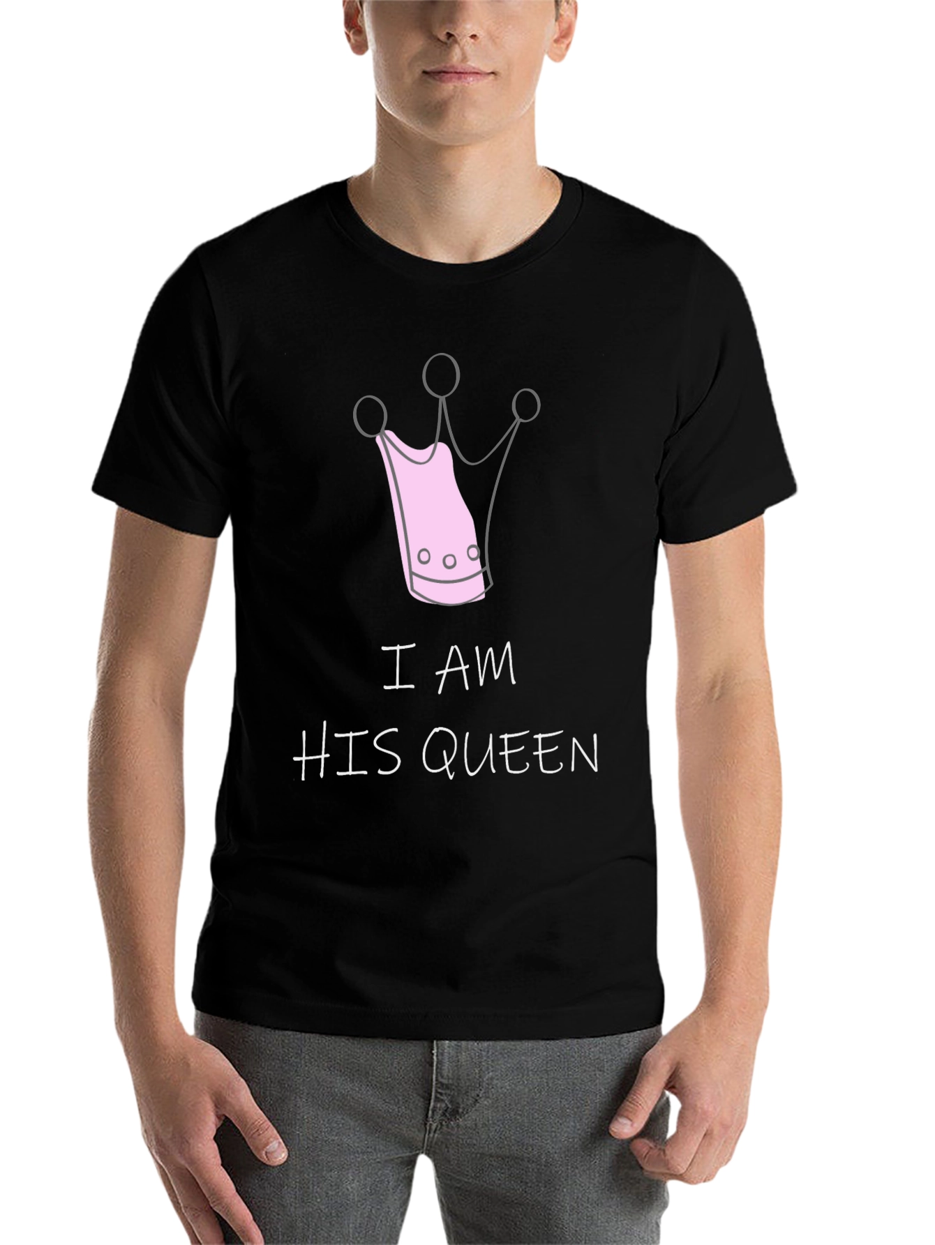 Black I Am His Queen Graphic T-Shirt - Cute Couples Tee view 7