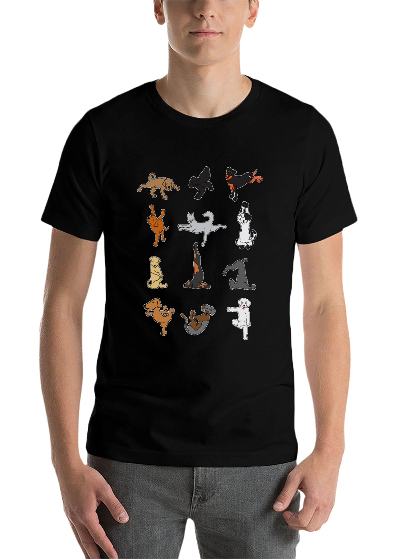 Black Dog Yoga T-Shirt - Cute Canine Poses view 7
