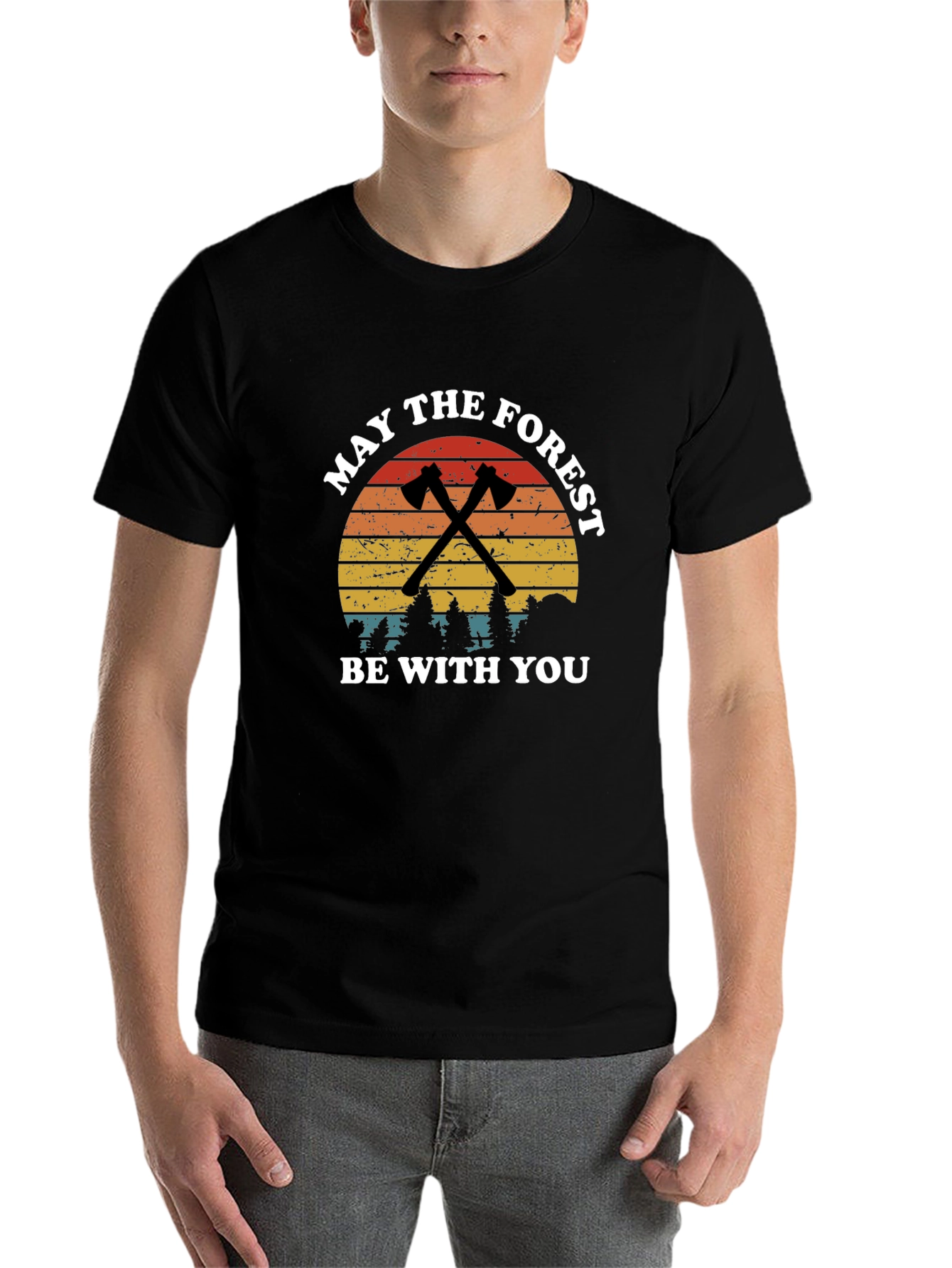 Black May the Forest Be With You Black T-Shirt view 7