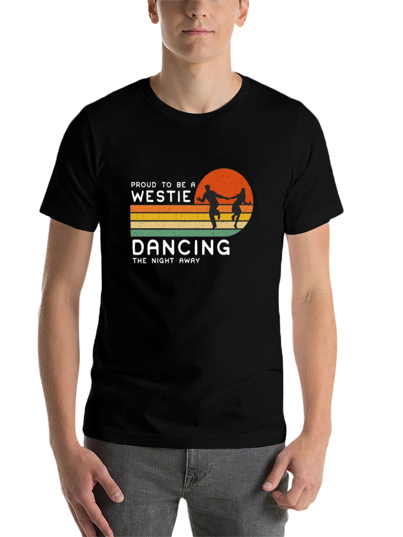 Black Proud Westie Dancing Night Away Graphic Tee view 7